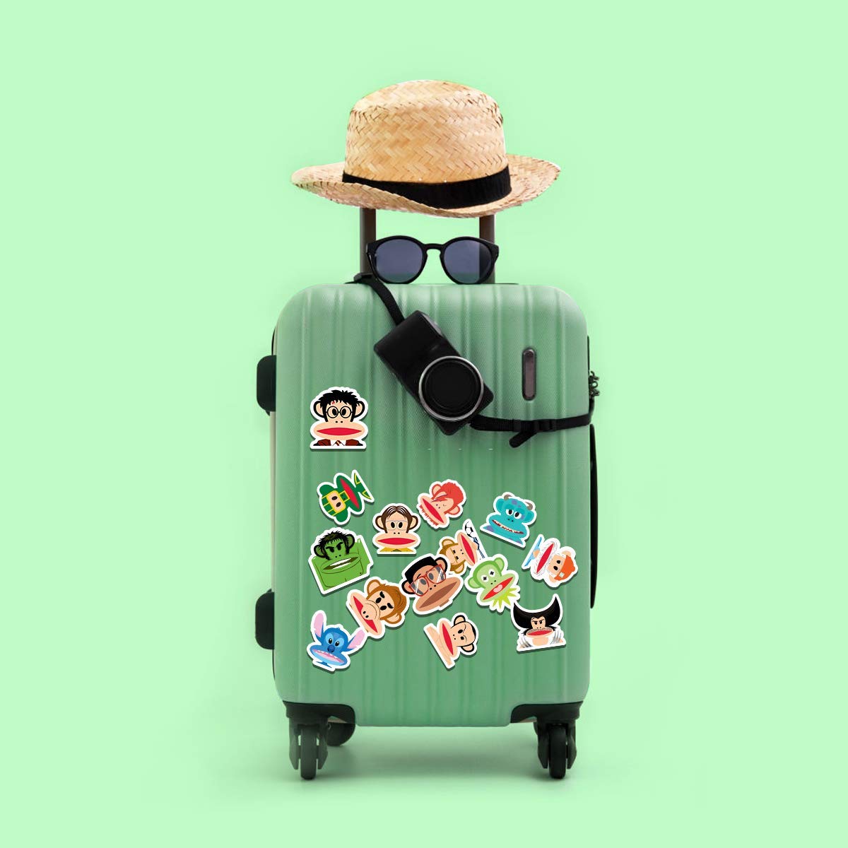 20 PCS Puffy Aesthetic Monkey Vinyl Stickers - Colorful Waterproof Decals for Water Bottles, Laptops, Scrapbooking, Luggage, Skateboards | Perfect for DIY Crafts, School Supplies & Personalizing Belongings