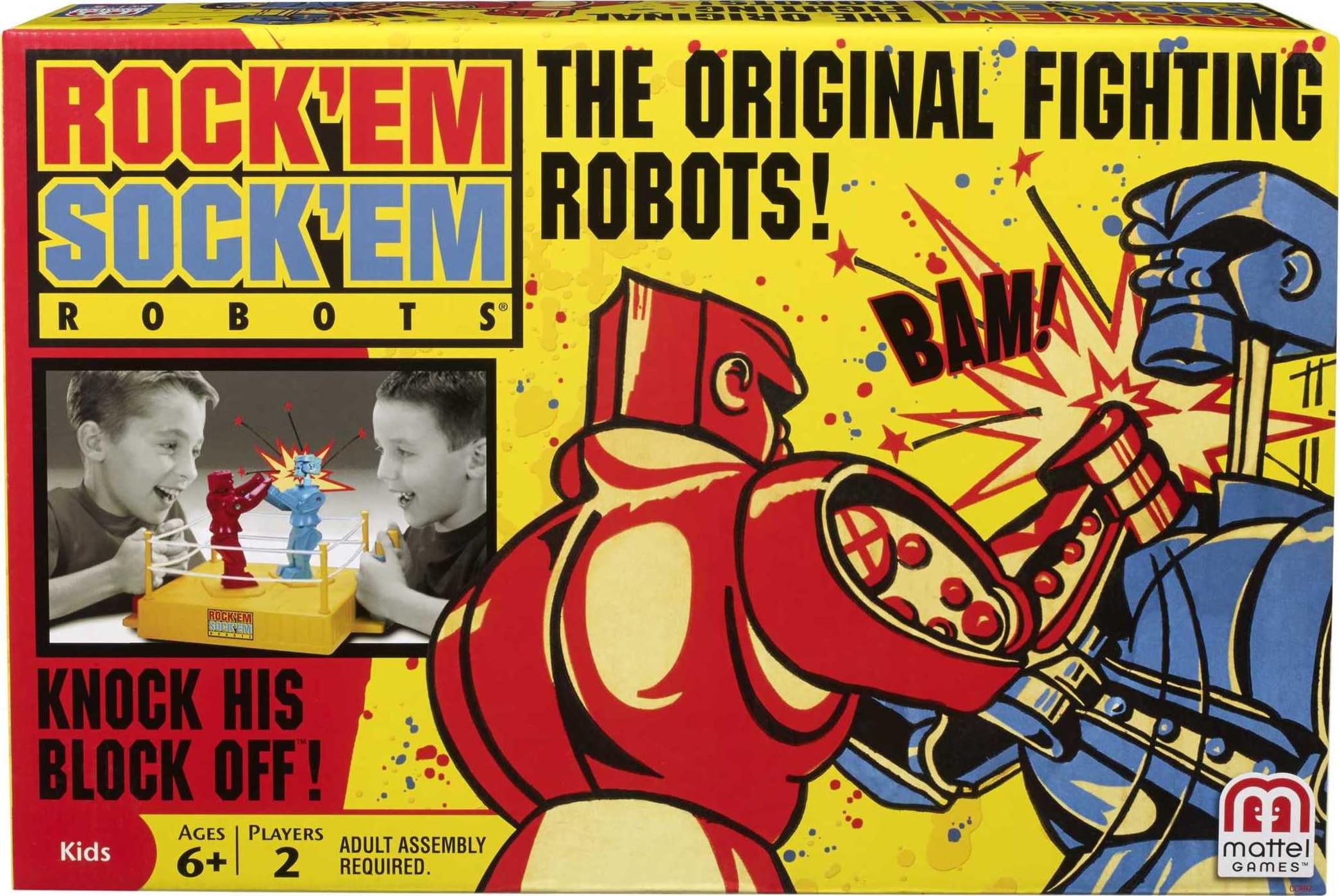 Mattel Games Rock 'Em Sock 'Em Robots - Classic Boxing Battle Game for Kids & Adults | Fun Family Game Night & Birthday Party Entertainment
