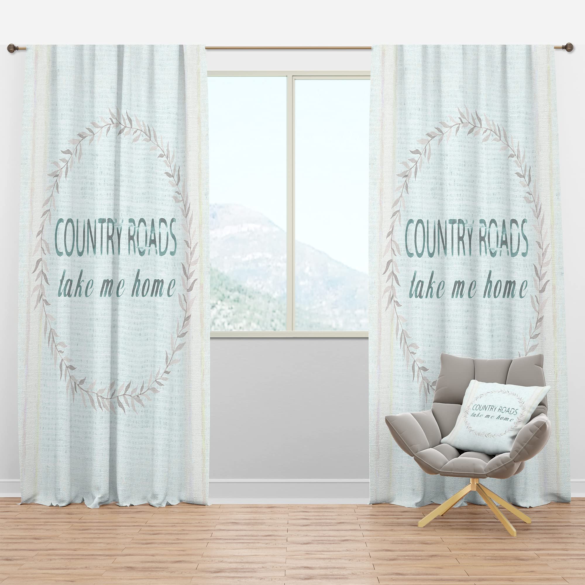 DesignQ Blackout Curtains 'Farmhouse Florals XIX' - Thermal Insulated Single Panel (52x90 inches) for Bedroom & Living Room - Noise Reducing & Energy Saving Window Drapes for Home Decor