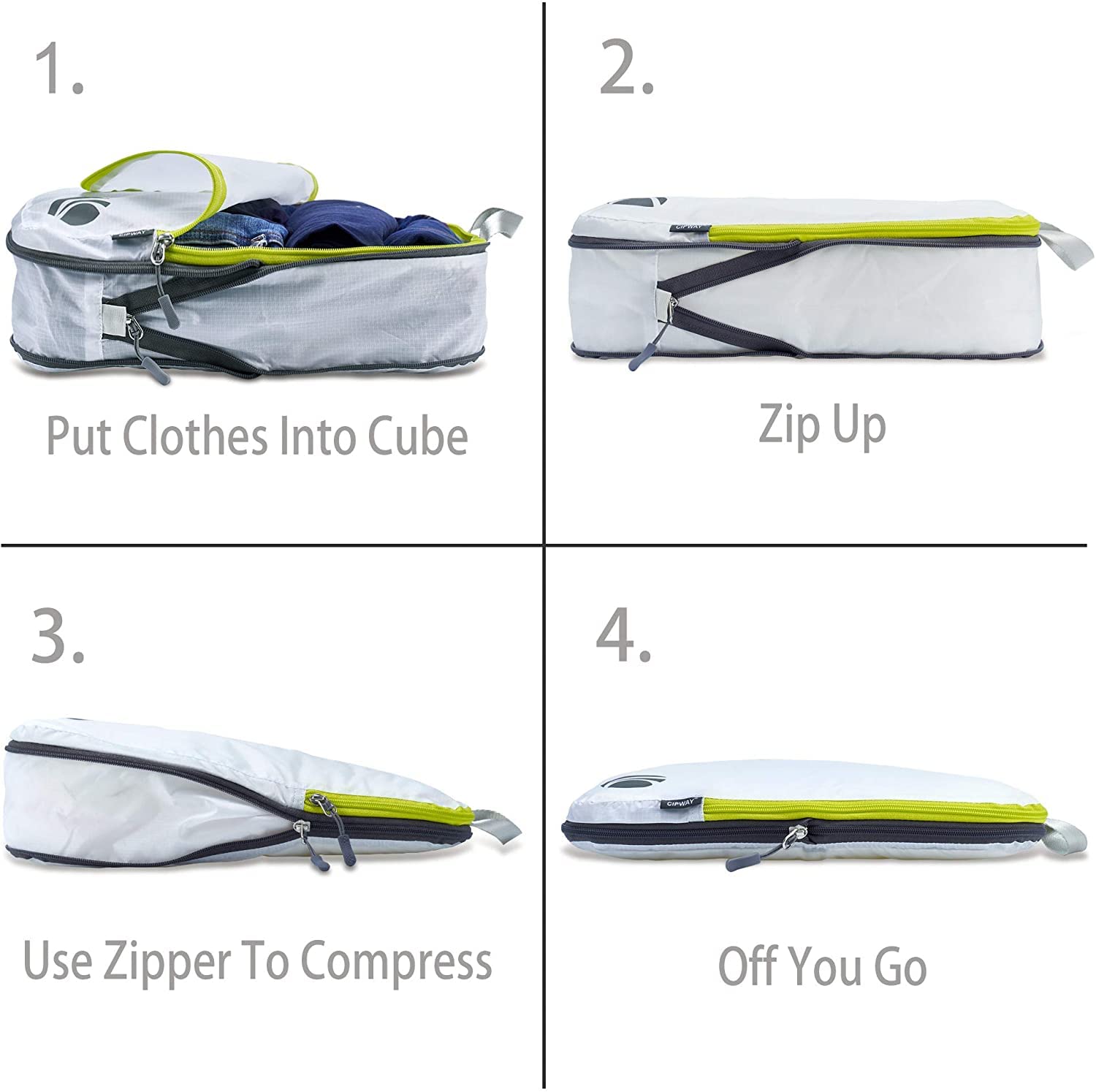 Ultralight Expandable Travel Packing Cubes Set (3-Piece) - Compression Organizers for Carry-On Luggage - Perfect for Business Trips & Vacation Packing - White