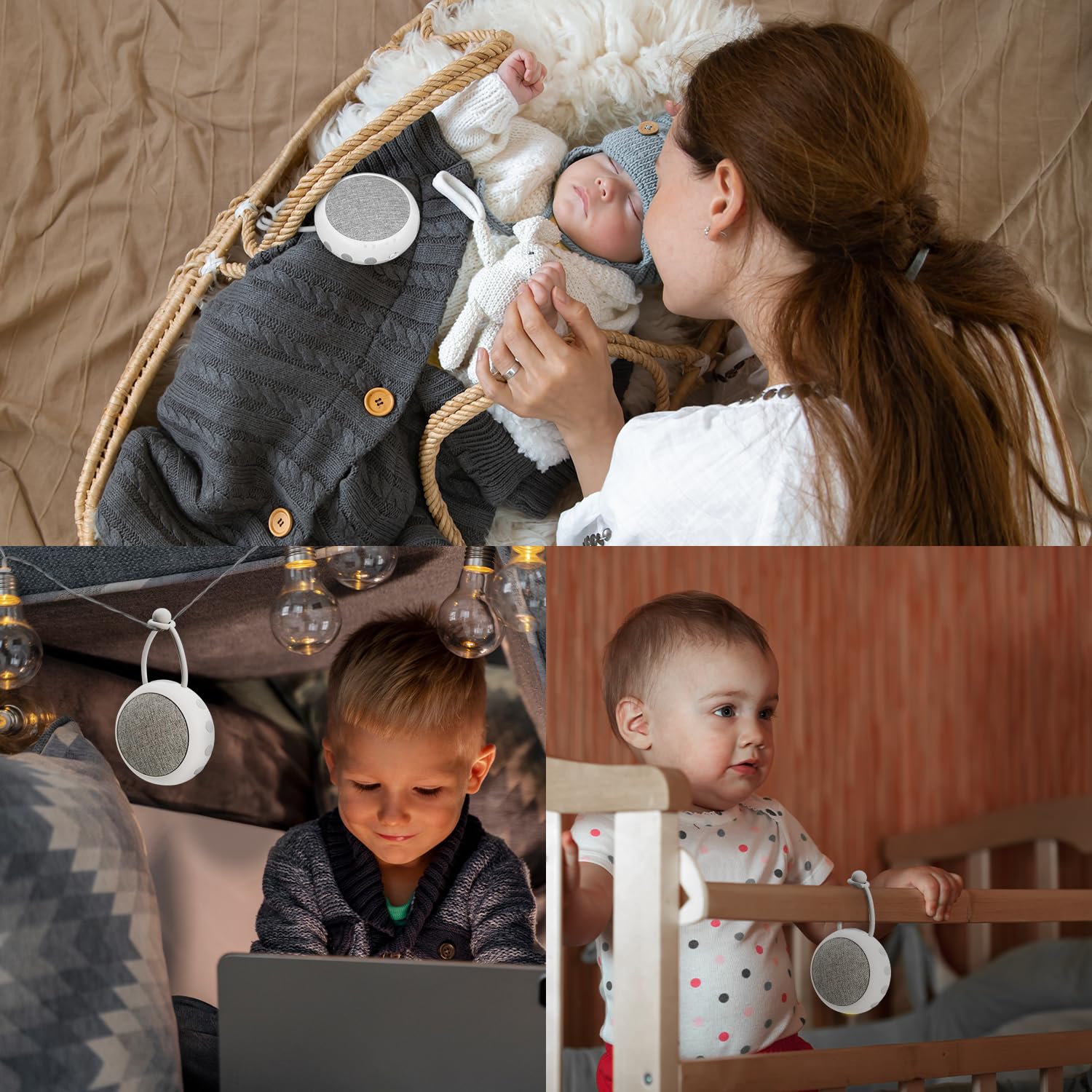 Portable White Noise Machine for Baby & Adults - 12 Soothing Sounds, 1800mAh Rechargeable Battery, Night Light - Perfect for Sleep, Travel, Office & Nursery - Ideal Baby Shower Gift by DAZZY DOT