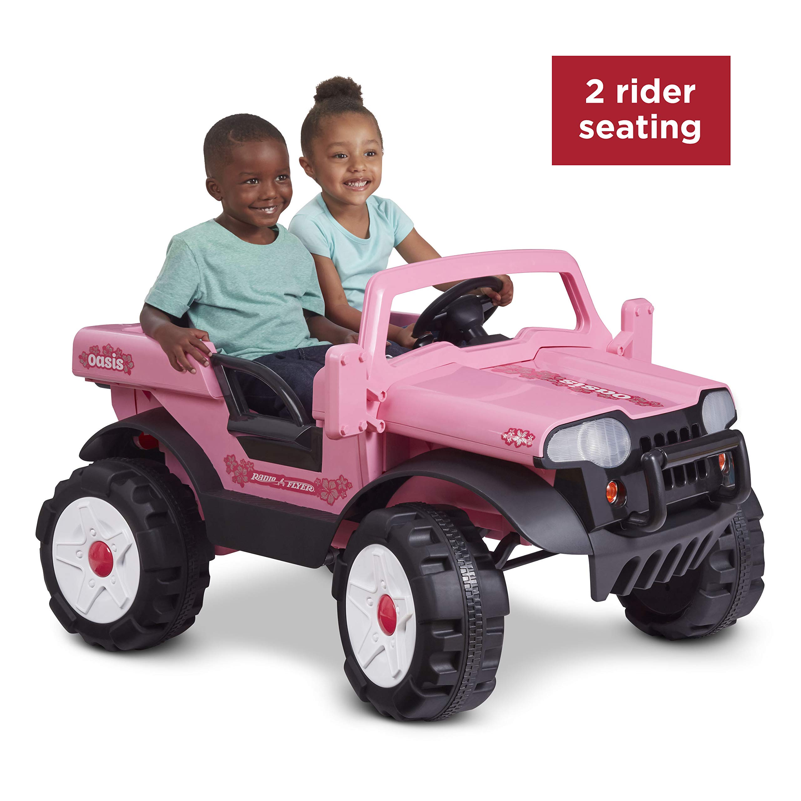 Radio Flyer Oasis Car - Pink Battery Powered Ride On Toy for Kids Ages 3+ | Outdoor Electric Vehicle for Toddlers | Perfect for Backyard Play, Park Adventures & Neighborhood Cruising