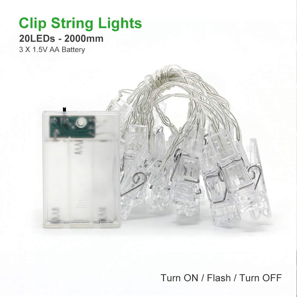 Dopheuor LED Fairy Clip String Lights - Battery Operated Photo Hanging Lights for Christmas, Wedding, Birthday, Halloween Decor - Perfect for Bedroom, Patio, Party & Festival Decorations