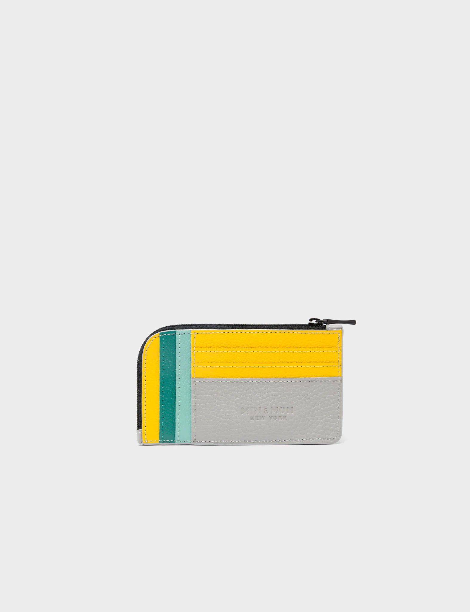 Fausto Moonwalk Gray Leather Zip Around Cardholder with Pigeonista Embroidery - Stylish RFID Blocking Wallet for Men & Women - Perfect for Travel, Business, and Everyday Use
