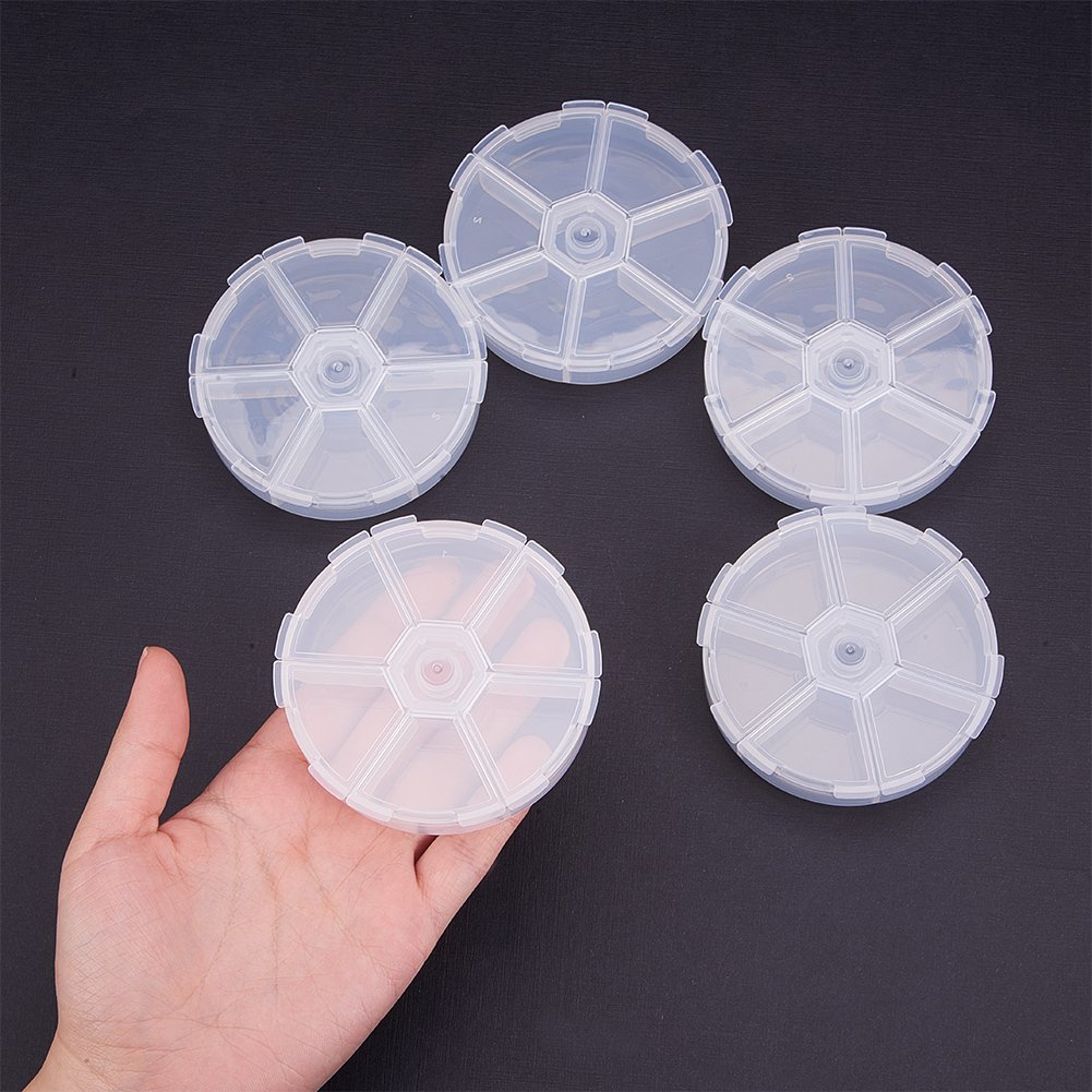 20Pcs 3.07 Inch Clear Plastic Bead Storage Containers with 6 Grids - Transparent Round Jewelry Organizer Box for Beads, Buttons, Crafts & DIY Supplies - Perfect for Jewelry Making, Craft Projects & Home Organization