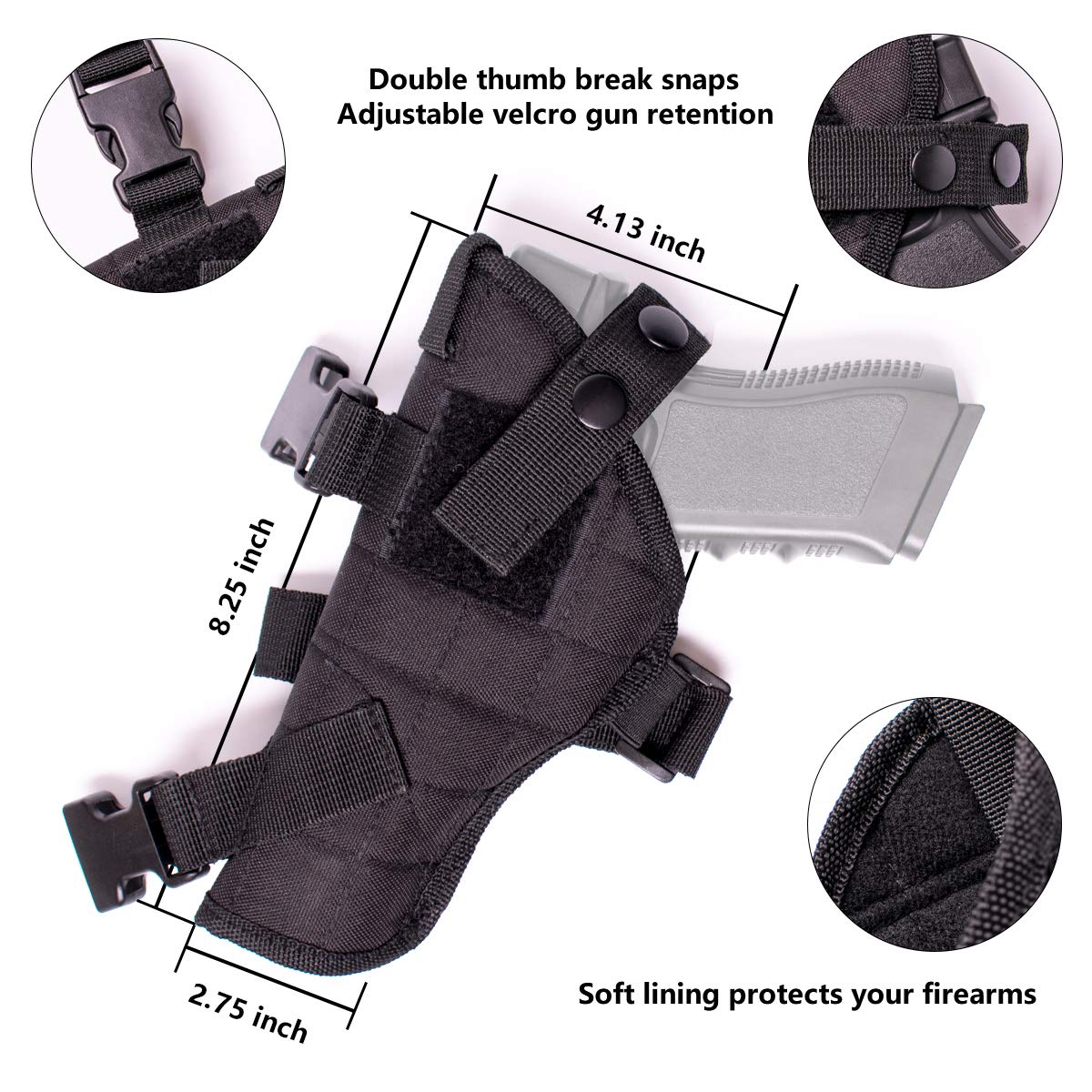 Adjustable Vertical Shoulder Holster for Pistols with Double Magazine Pouch - Universal Concealed Carry Holster Fits Compact to Large Handguns - Perfect for Law Enforcement, Security & Outdoor Activities