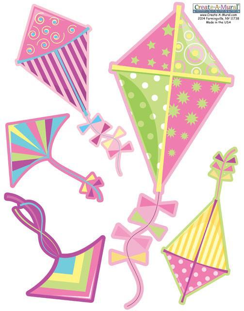 Pink Kites Wall Decals - Self-Adhesive Removable Nursery Decor for Girls Room, Baby Shower & Kids Bedroom - Perfect for Birthday Parties and Playroom Wall Art