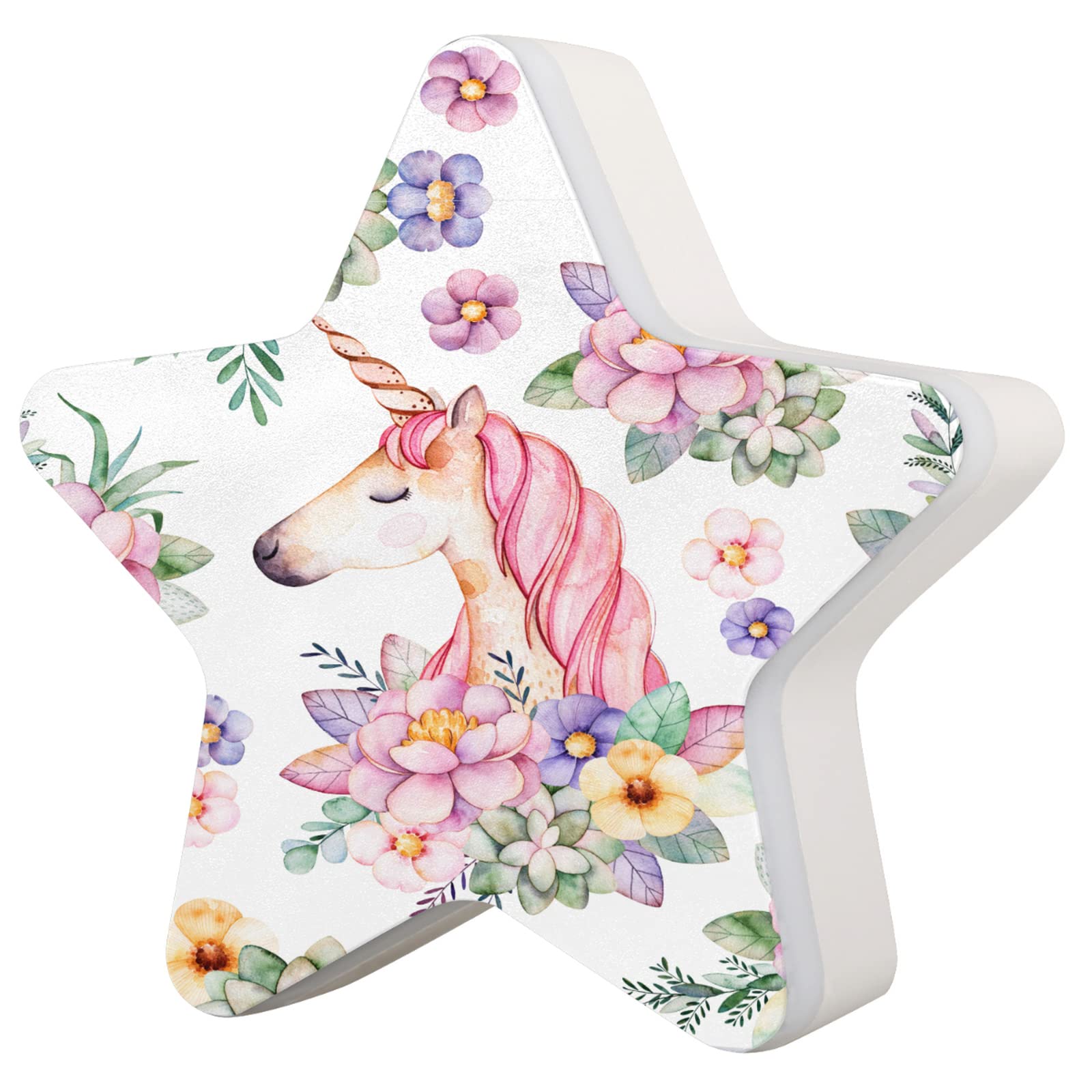 **Cute Unicorn Flower Plug-in Night Light with Dusk to Dawn Sensor - LED Night Light for Kids Room, Bedroom, Bathroom, Nursery & Hallway - Perfect for Nighttime Safety & Cozy Home Decor**    *(Use Scenarios: Provides soft, comforting glow for kids' rooms, helps navigate dark hallways, adds whimsical decor to nurseries, and ensures safe nighttime bathroom visits.)*