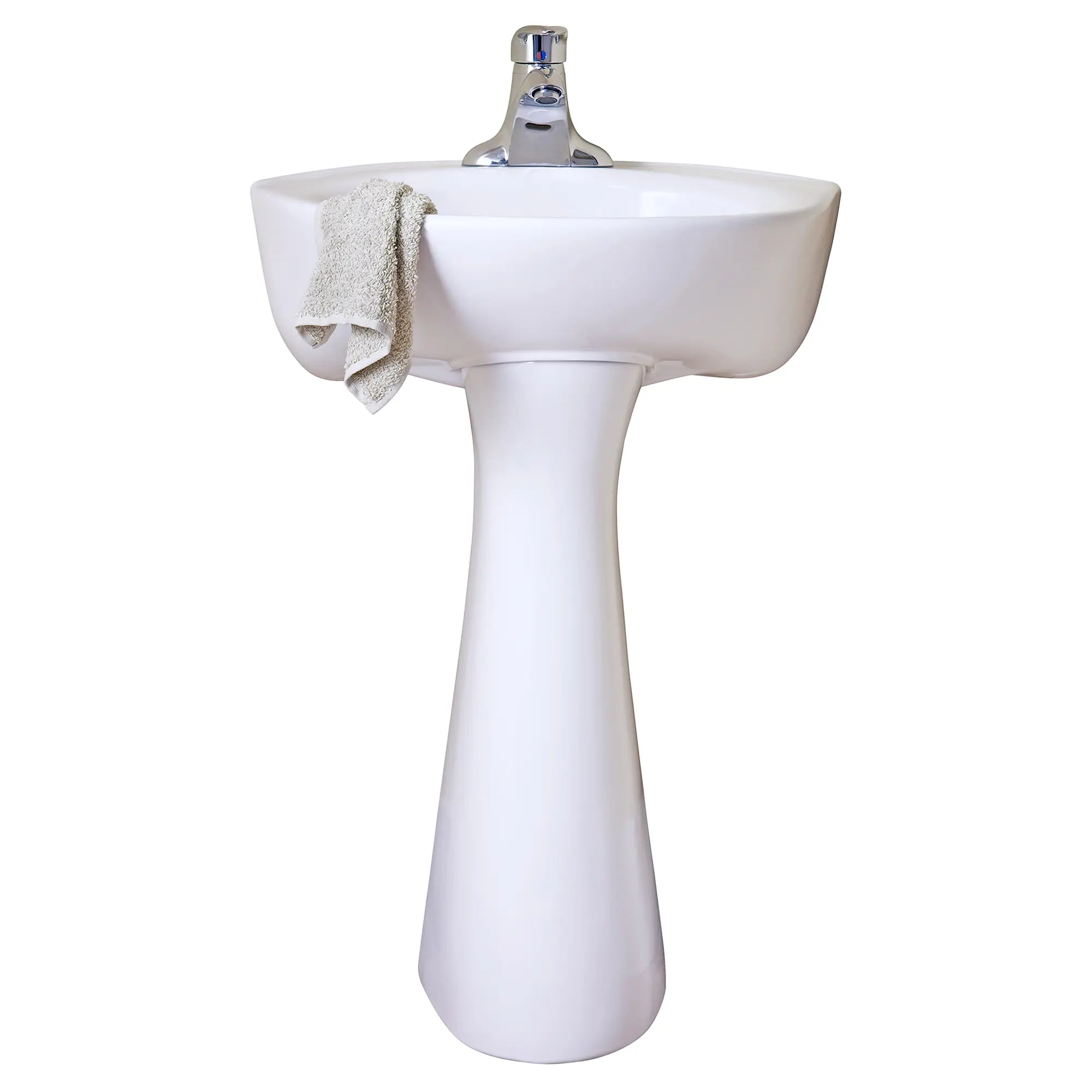 Cornice Center Hole Only Pedestal Sink Top with Leg Set - Modern Bathroom Vanity for Small Spaces, Perfect for Powder Rooms & Guest Baths