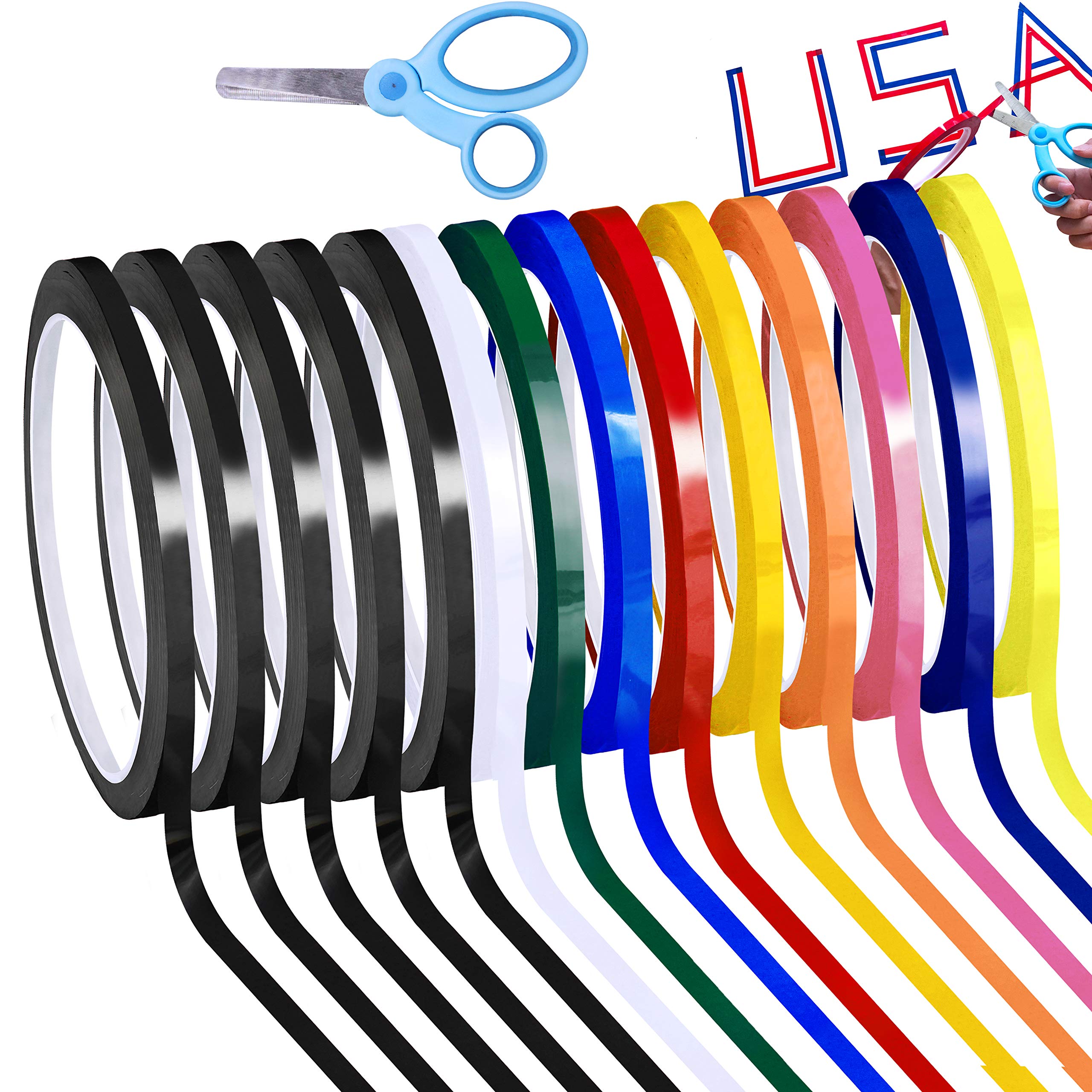 Supla 10-Color Whiteboard Art Tape Set - 14 Rolls (1/4