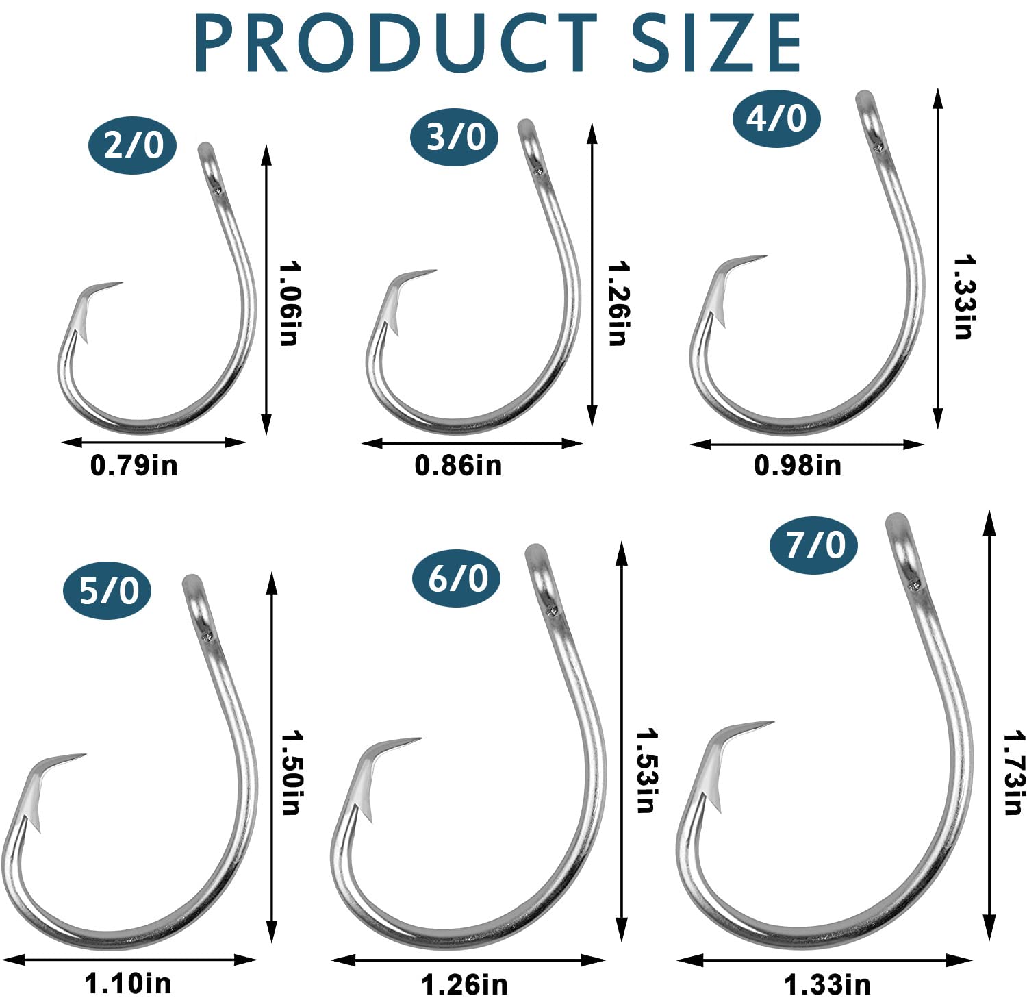 2X Extra Strong Stainless Steel Saltwater Fishing Hooks - Big Game Circle Hooks for Tuna, Swordfish & Shark Fishing | Durable Ocean Fishing Gear for Deep Sea & Offshore Angling