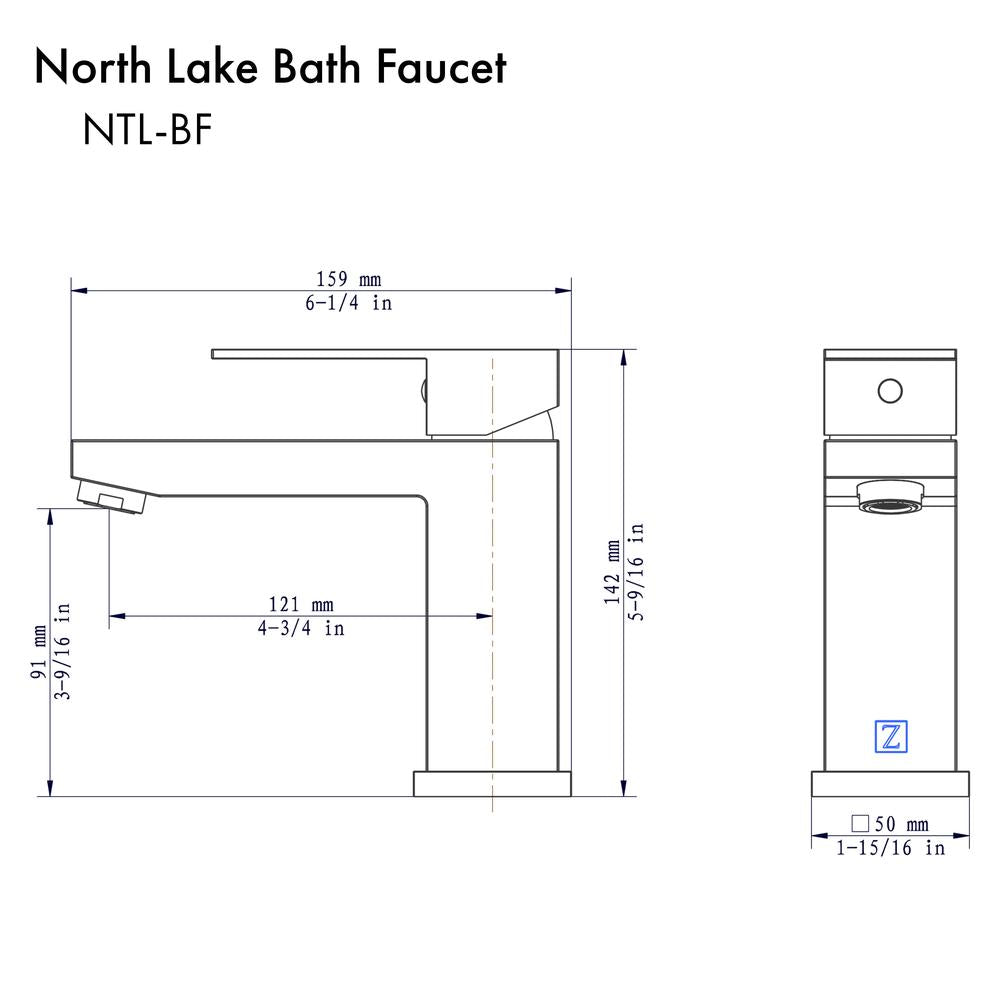 ZLINE North Lake Single Handle Chrome Bathroom Faucet - Modern Waterfall Spout for Sink & Vanity - Perfect for Bathroom Renovation & Luxury Home Decor