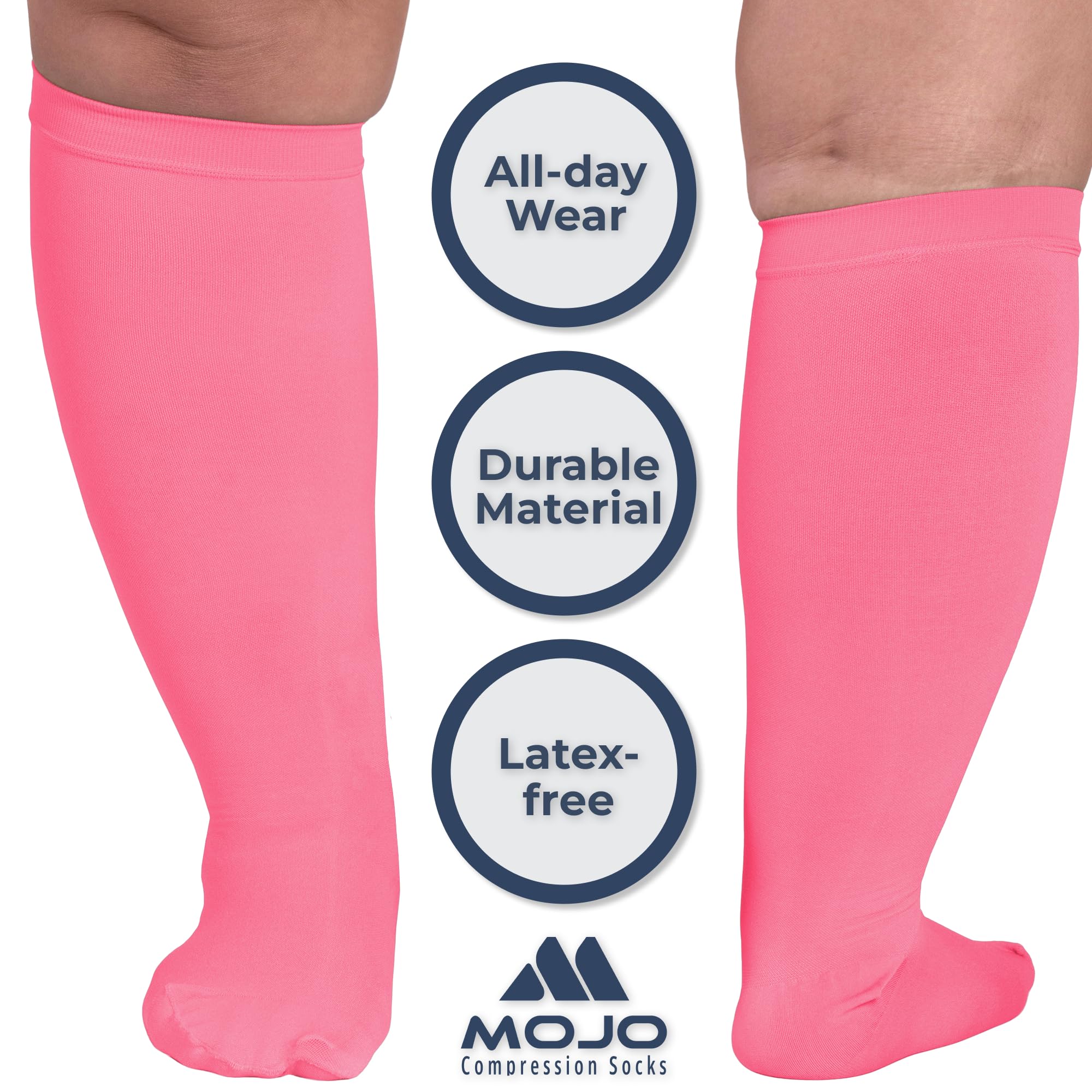 Mojo 20-30mmHg Medical Grade Compression Socks for Women & Men - Knee High Support Stockings for Circulation, Travel & Recovery - Doctor Recommended for Varicose Veins, Pregnancy & Post-Surgery