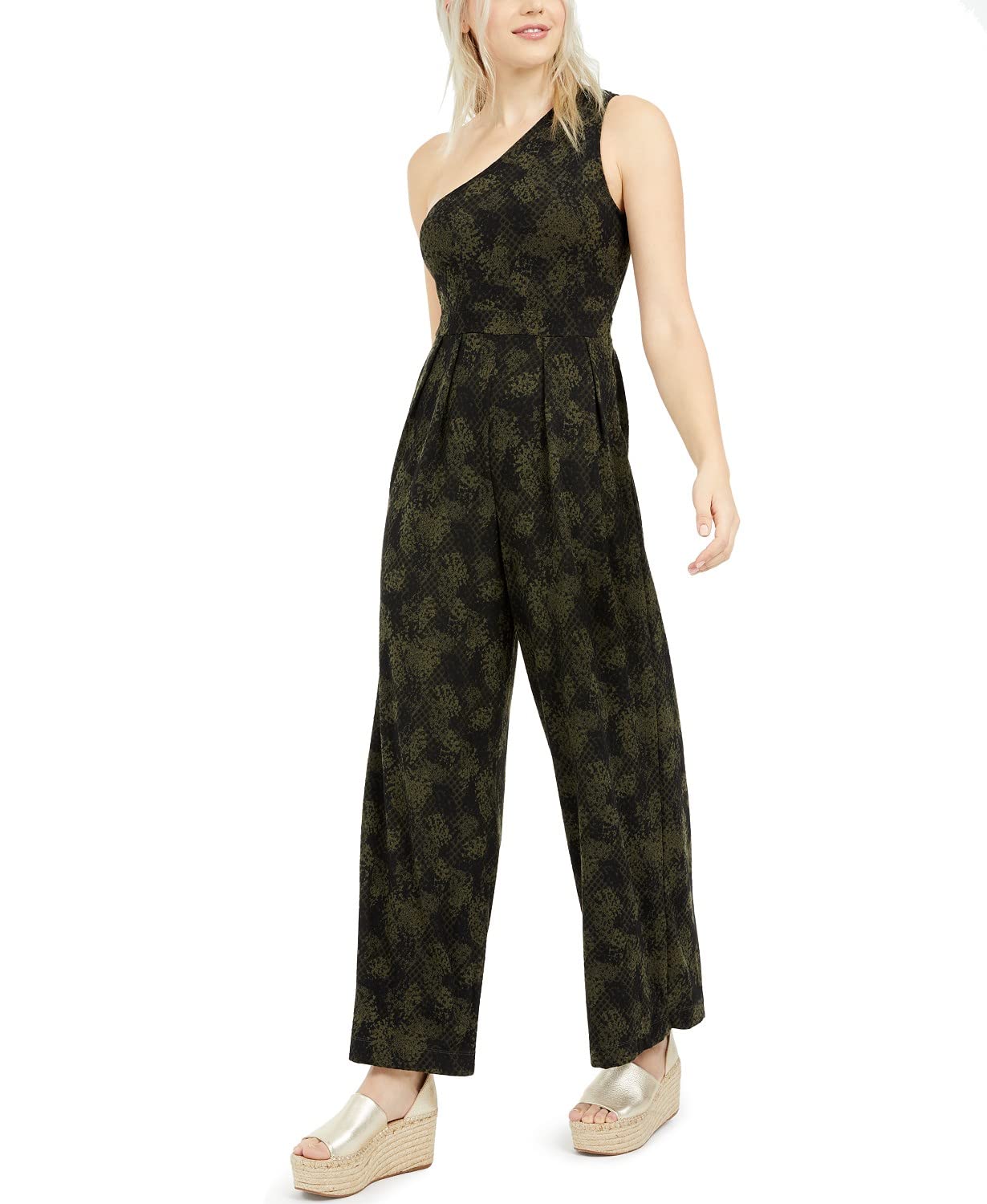 Free People Women's Maya Printed One Shoulder Jumpsuit - Boho Chic Romper for Summer Beach Vacations & Music Festivals