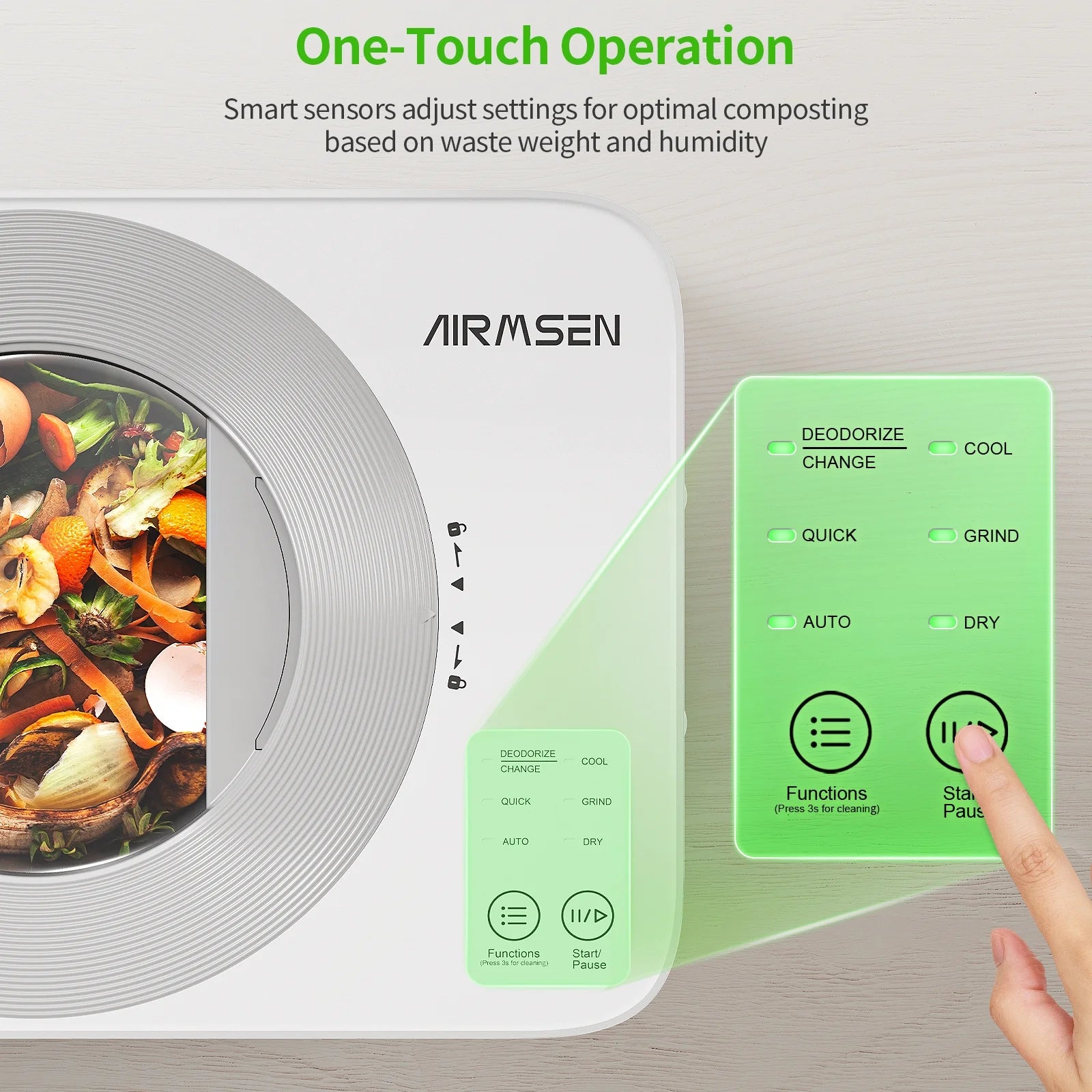 Smart Electric Kitchen Composter - 3.8L Indoor Compost Bin with DC Motor for Organic Waste, Eco-Friendly Food Waste Recycling - Perfect for Home, Apartment & Sustainable Living