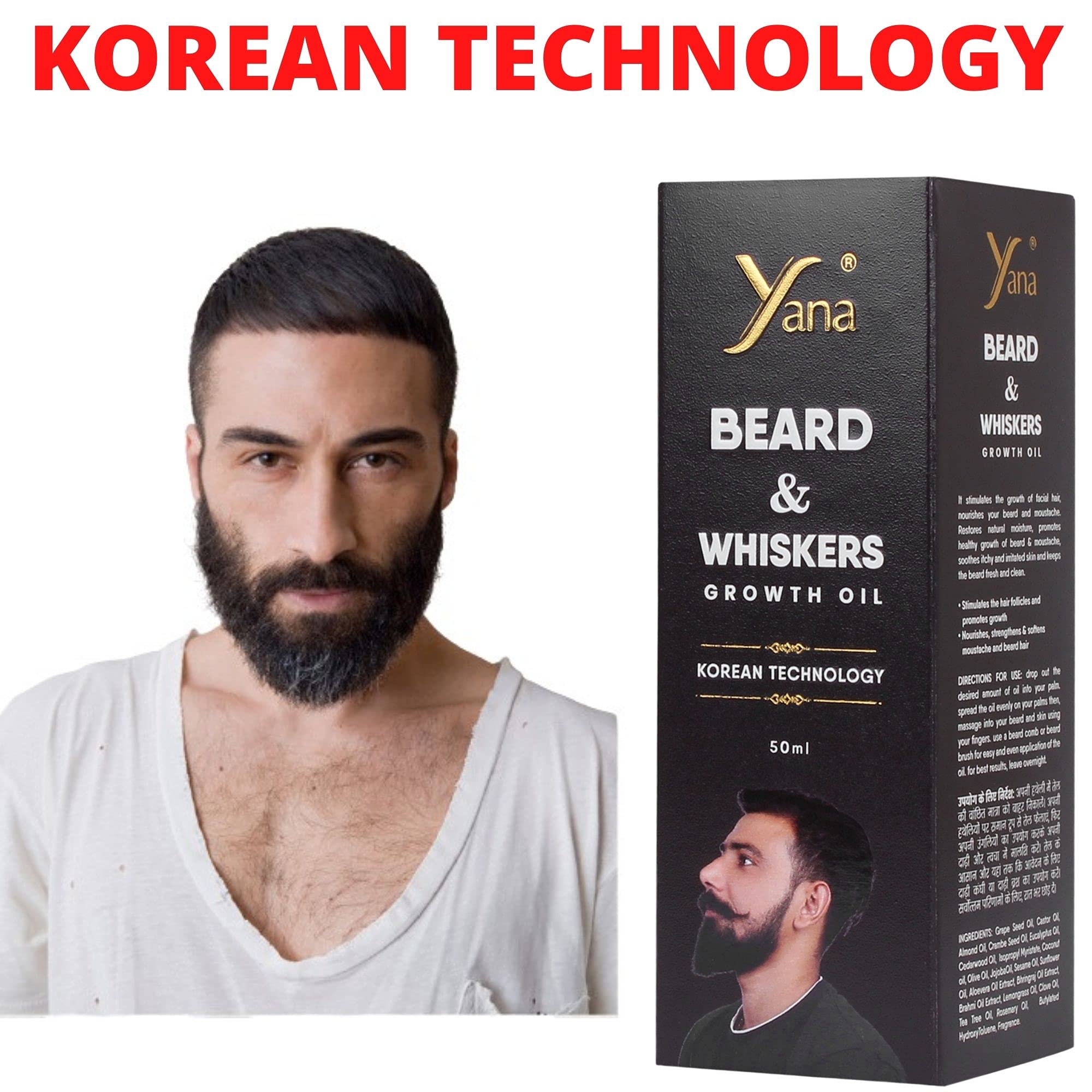 YANA WHISKERS Beard Growth Oil for Black Men - Natural Mustache & Facial Hair Care - Perfect for Daily Grooming & Styling