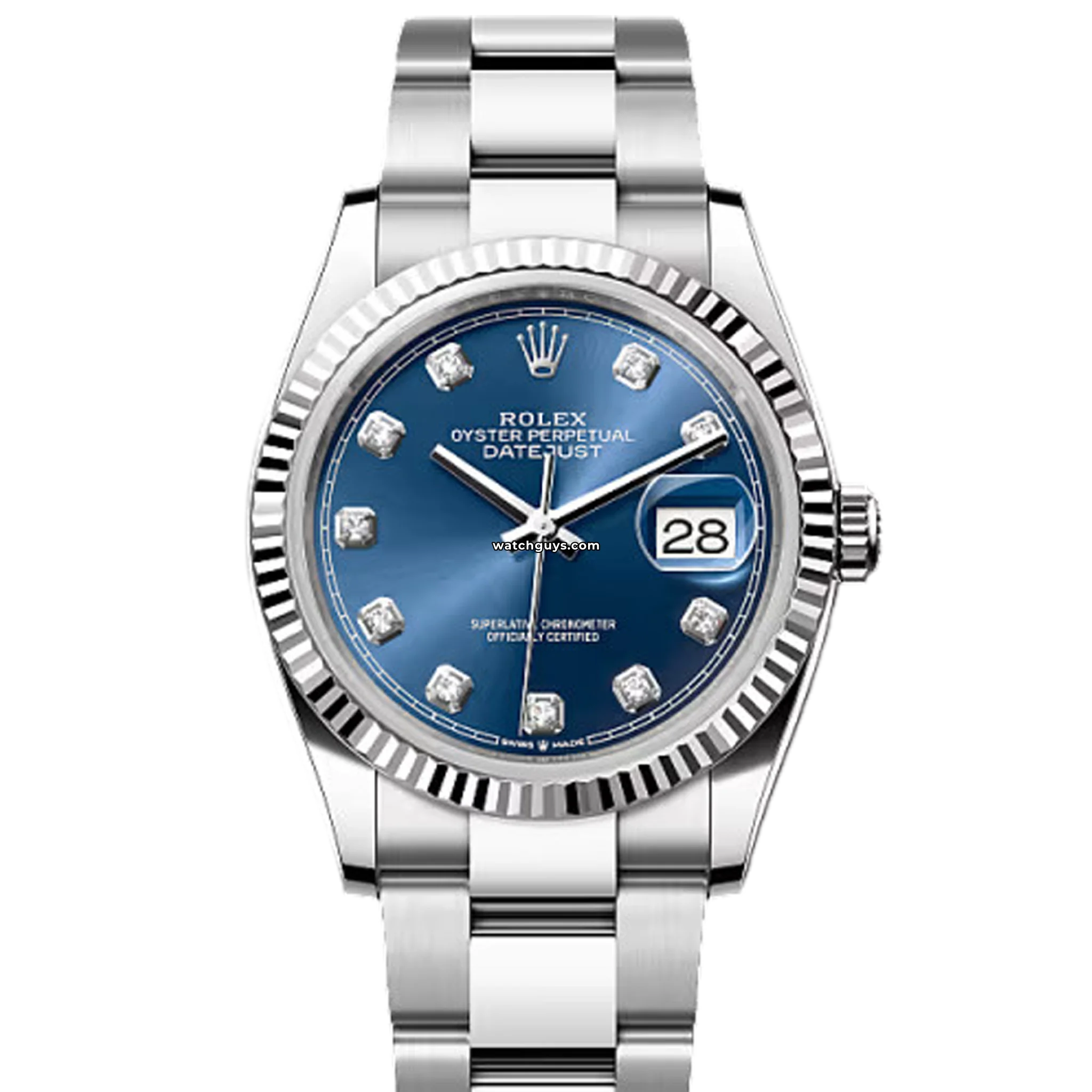 Rolex Datejust 126234 Men's Watch - 36mm Blue Dial, Diamond Hour Markers, Oyster Bracelet - Luxury Dress Watch for Business & Formal Occasions