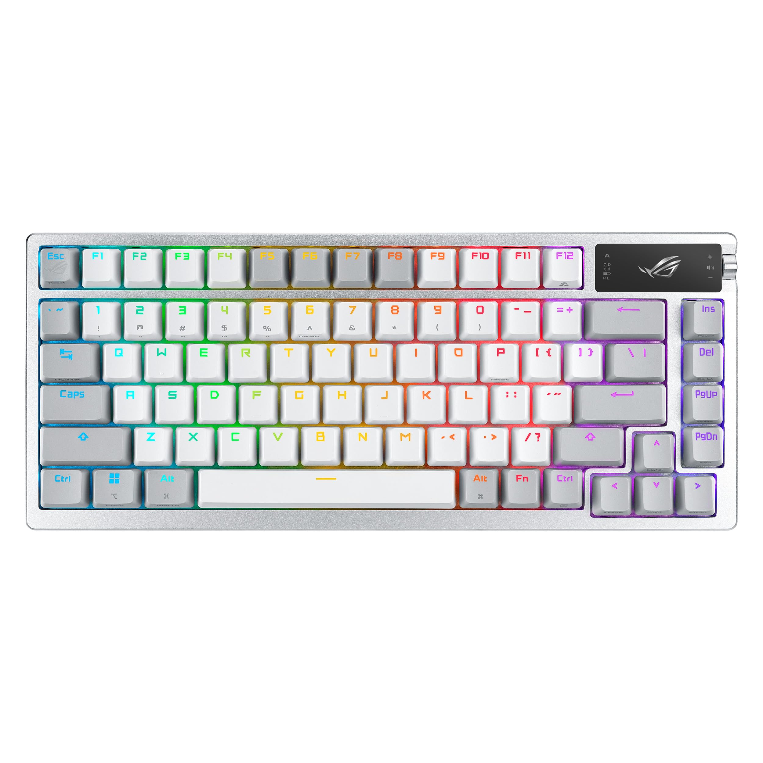 ASUS ROG Azoth 75% Wireless Mechanical Gaming Keyboard - Hot-Swappable ROG NX Snow Switches, PBT Keycaps, OLED Display, 3-Layer Dampening, RGB Backlit (White) - Perfect for Esports, Streaming & Professional Gaming Setup