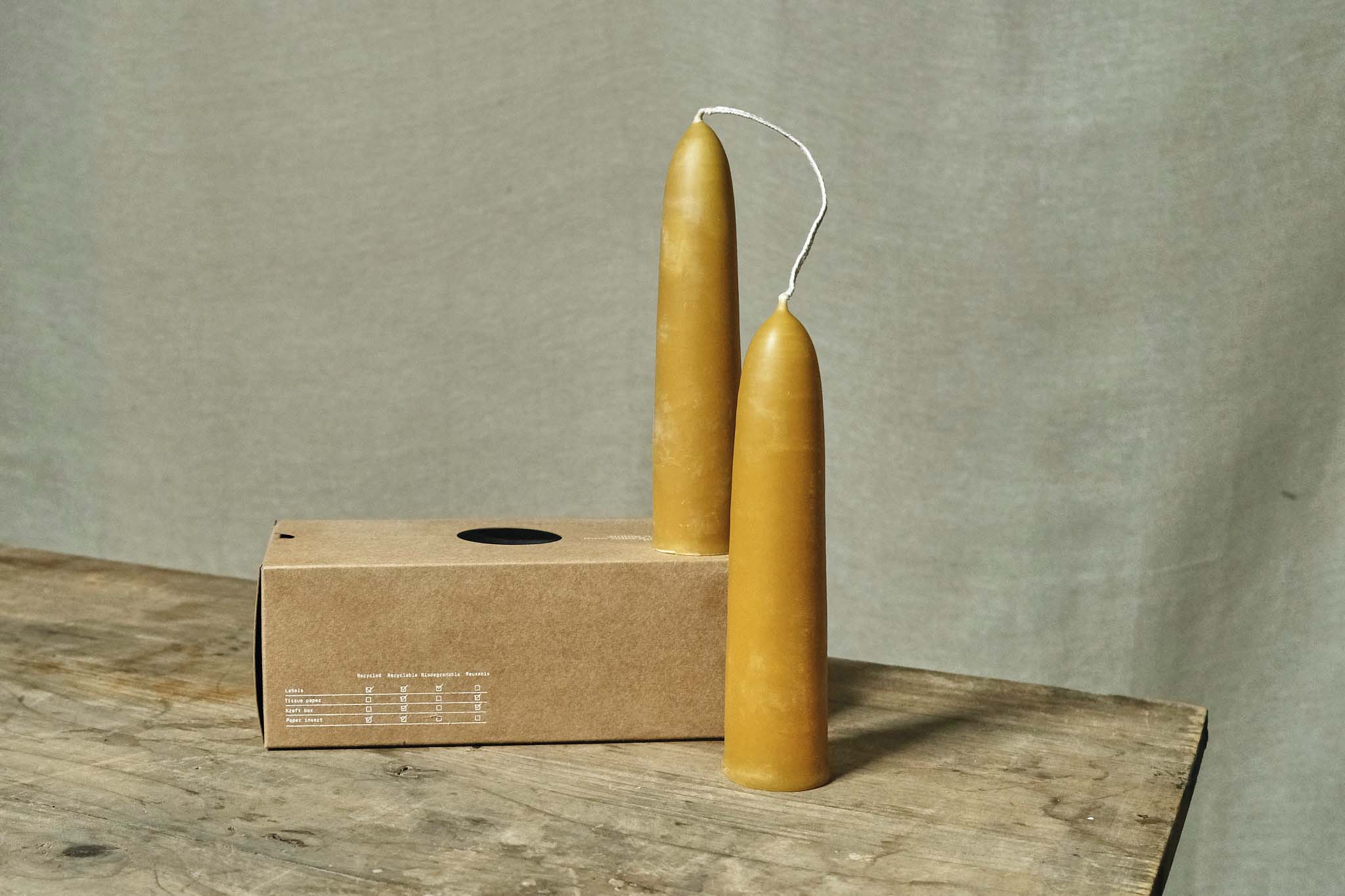 Organic Beeswax Stubby Taper Candles - Handmade, Non-Toxic, Eco-Friendly for Home Decor, Weddings & Relaxation