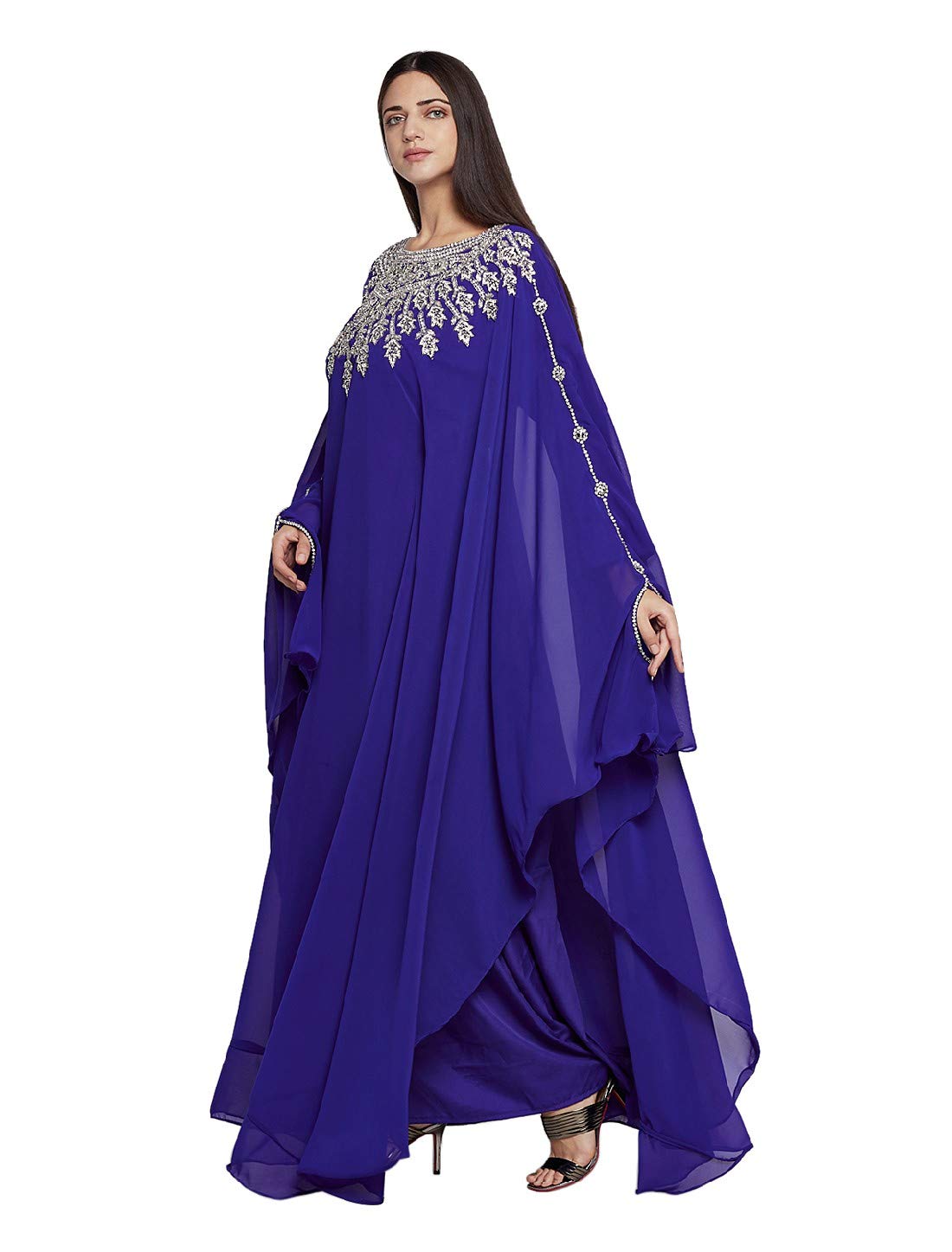 Elegant Dubai Kaftan Farasha Long Maxi Dress for Women - Free Size Long Sleeve Evening Gown with Free Scarf - Perfect for Parties, Weddings & Special Occasions