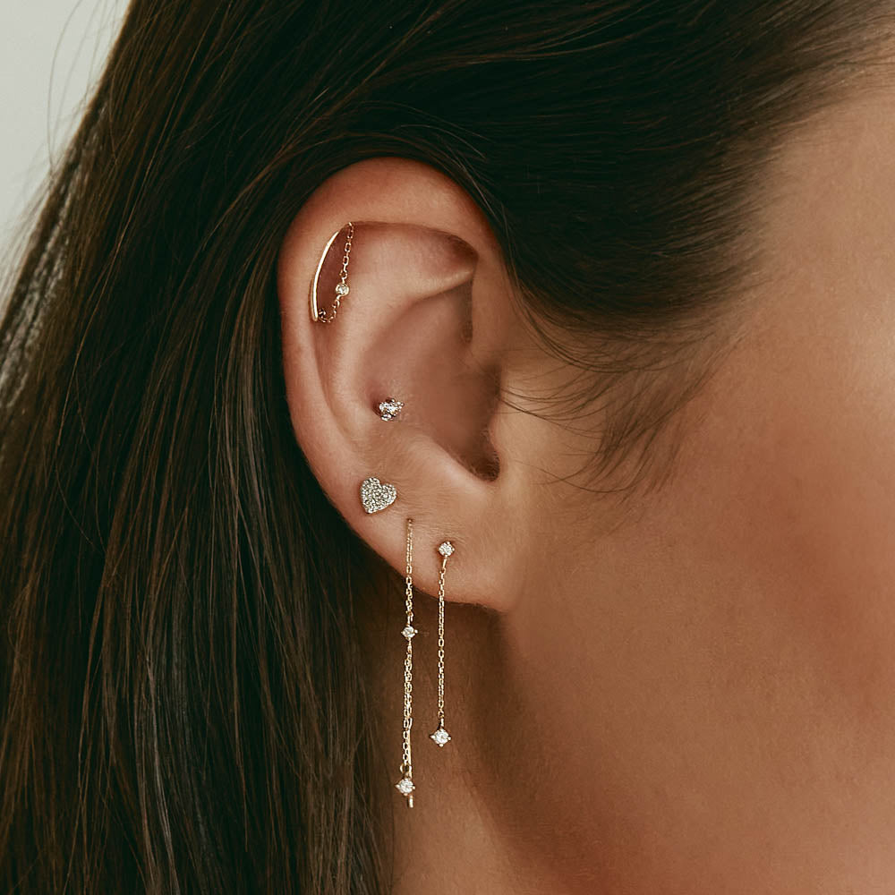 10k Gold Diamond Micro Pave Heart Stud Earrings - Perfect for Valentine's Day Gifts, Anniversary Presents & Romantic Occasions