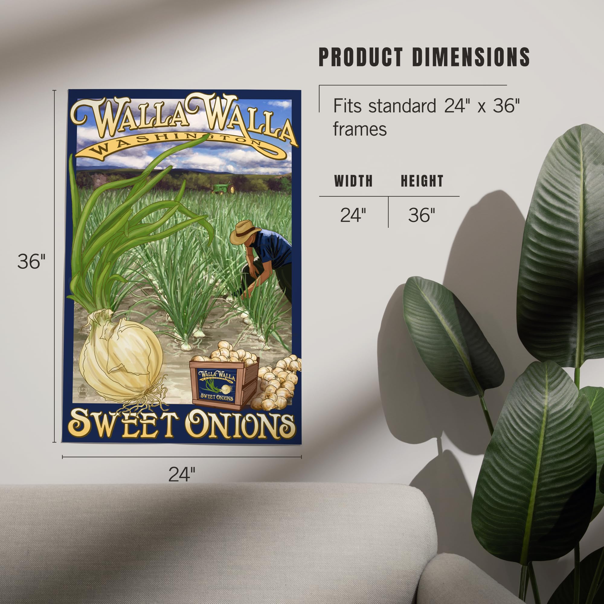Lantern Press 24x36 Inch Giclee Art Print - Walla Walla Sweet Onions Washington Landscape Wall Decor - Perfect for Living Room, Bedroom & Office Artwork