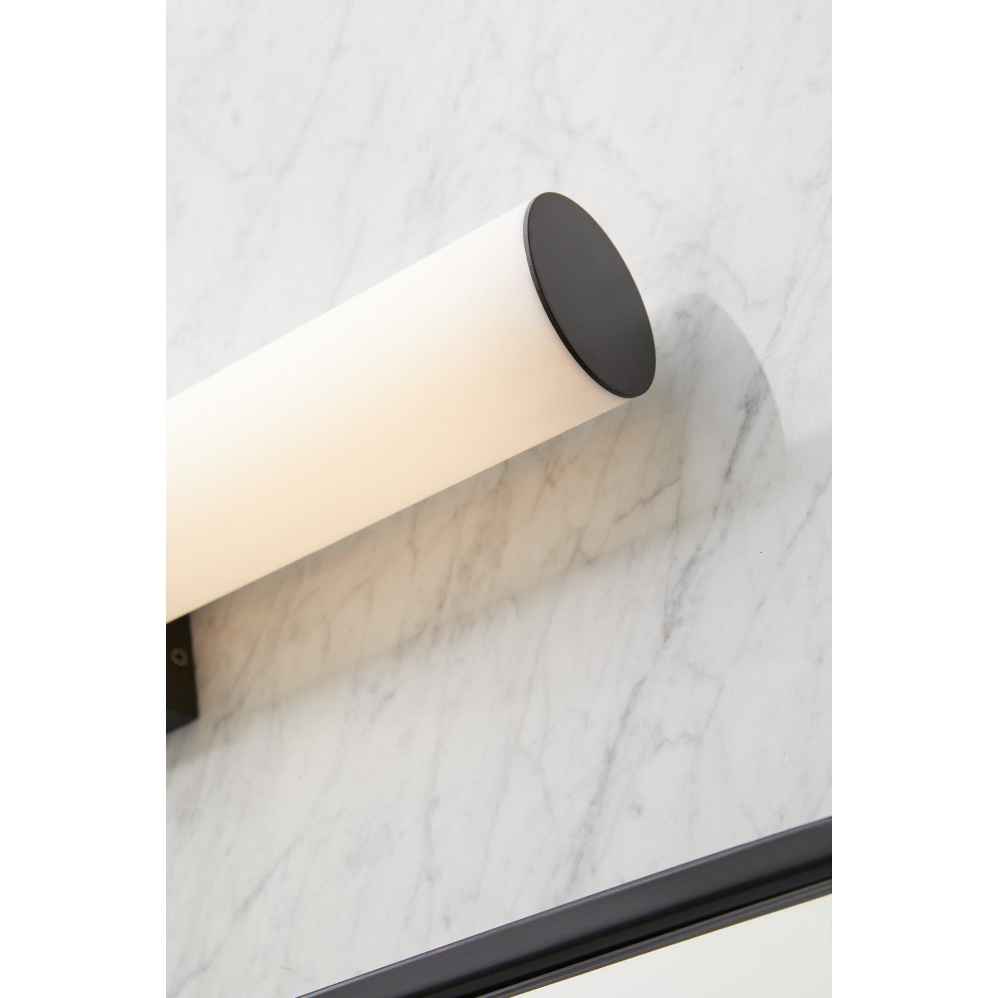 Oxygen Fugit 3 5013 15 Vanity LED Light - 35 Inch Modern Bathroom Mirror with Matte White Frame & Black Acrylic Lens, 3000K Warm White Lighting - Perfect for Makeup Vanity, Dressing Room & Contemporary Bathroom Decor