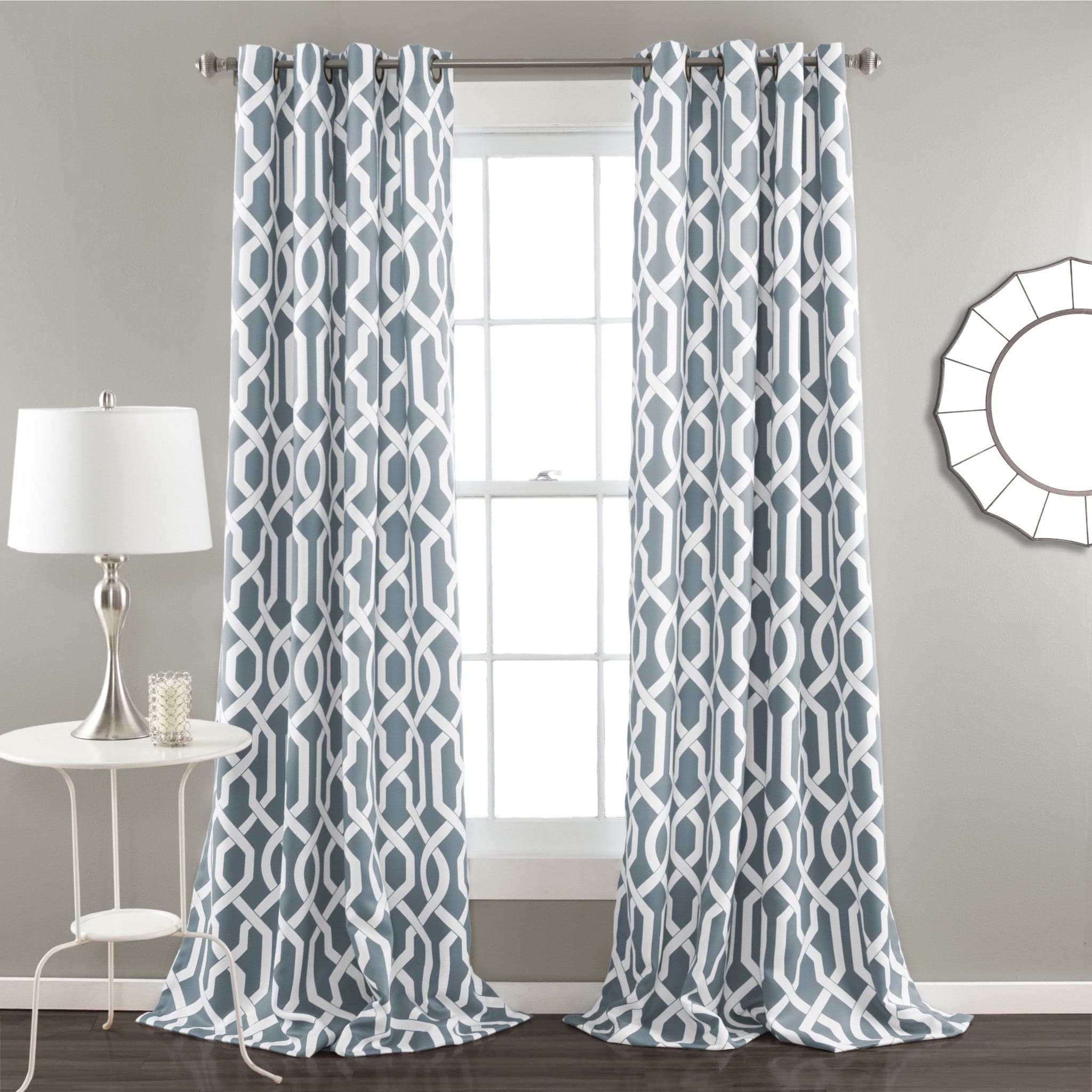 Edward Trellis Light Filtering Window Curtain Panel Set - Elegant Sheer Drapes for Living Room & Bedroom - Perfect for Privacy & Sun Protection