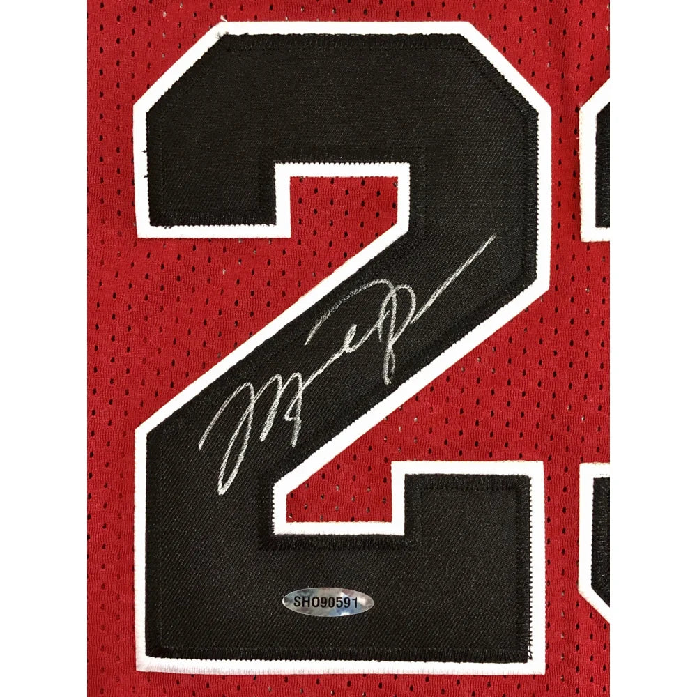 Authentic Michael Jordan Signed Red Chicago Bulls Jersey with UDA COA & Upper Deck NBA Finals - Perfect for Collectors, Sports Memorabilia Displays & NBA Fan Gifts