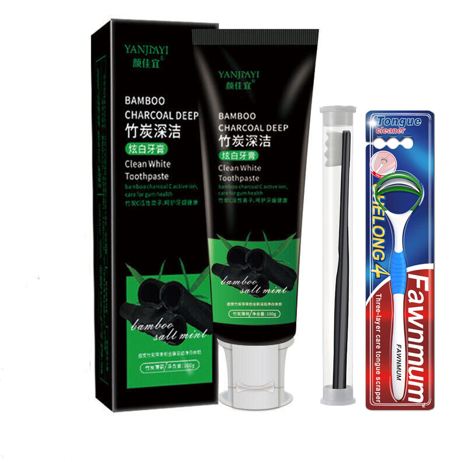 **Yanjiayi Bamboo Charcoal Deep Clean Toothpaste for Teeth Whitening - Removes Stains & Freshens Breath - Natural Whitening Toothpaste for Daily Oral Care (1 Pack) - Perfect for Home, Travel & Gifting**