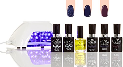 UV Gel Nail Polish Starter Kit with LED Lamp - Salon Quality, Colors G-21, GL-20, G-79 | DIY Manicure & Nail Art at Home