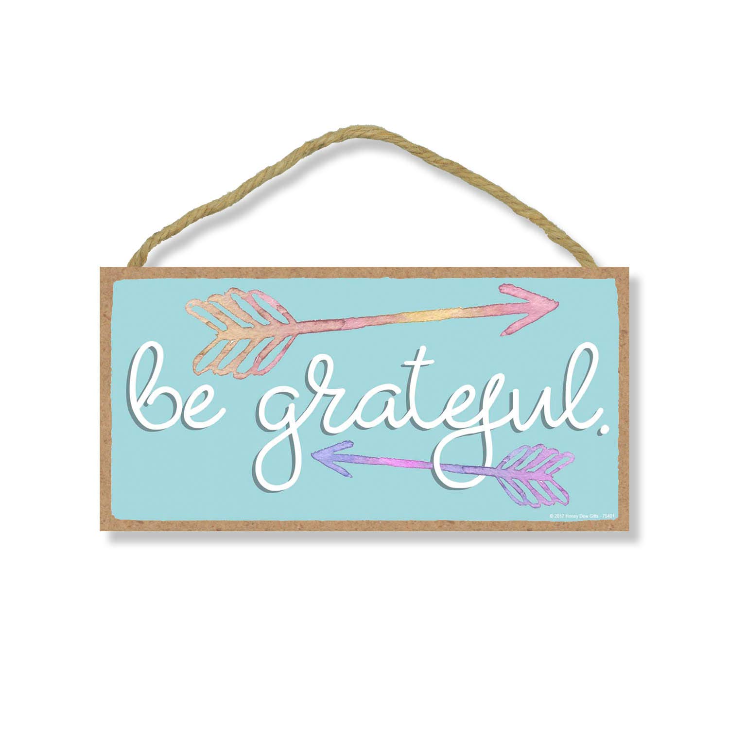 Grateful Wooden Wall Sign - 5x10 Inch Honey Dew Home Decor for Living Room & Kitchen