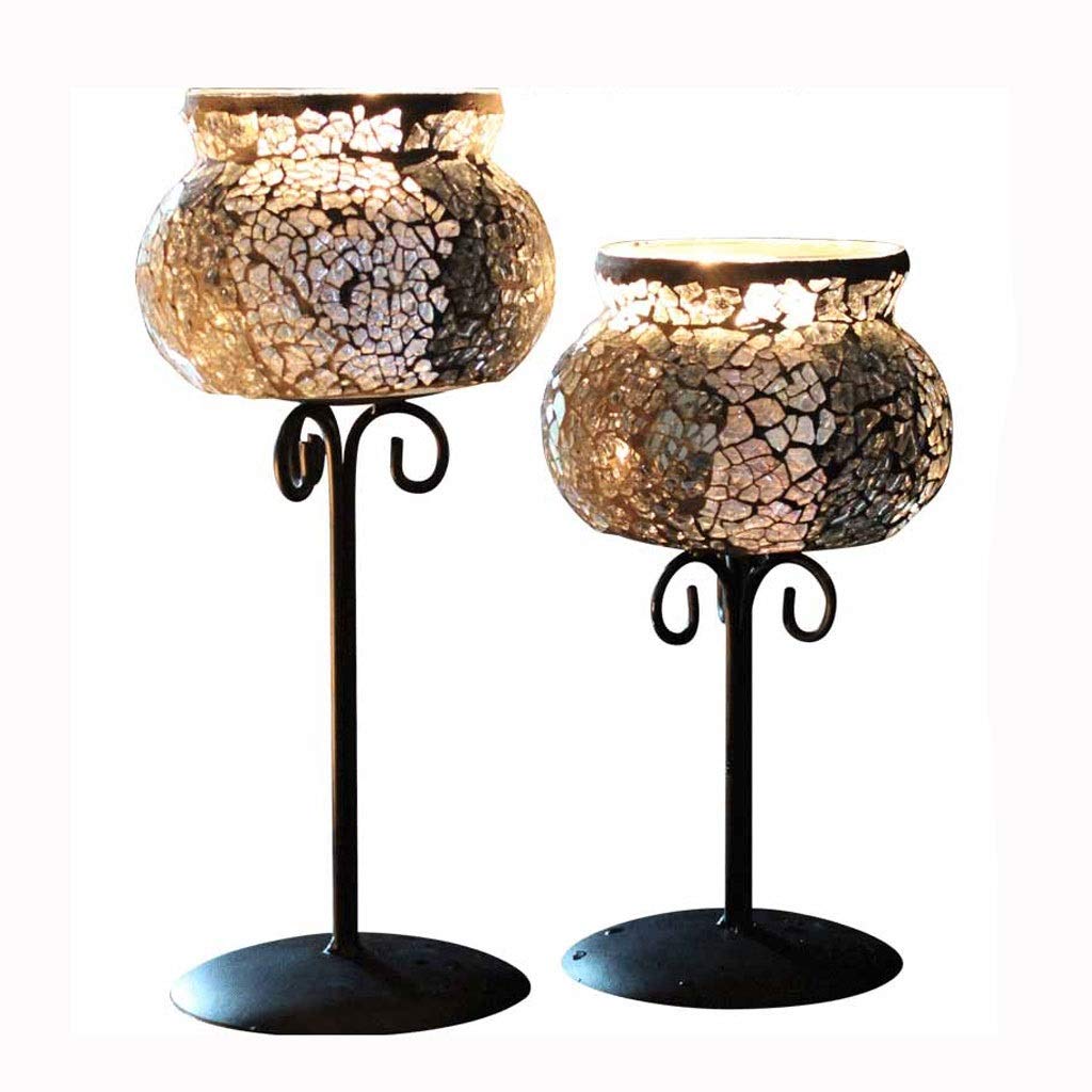 2-Piece Metal & Glass Candle Holder Set - Elegant Wedding & Dining Table Centerpiece, Decorative Candlestick Holder for Home Decor, Romantic Gifts | Perfect for Weddings, Dinner Parties & Holiday Decorations