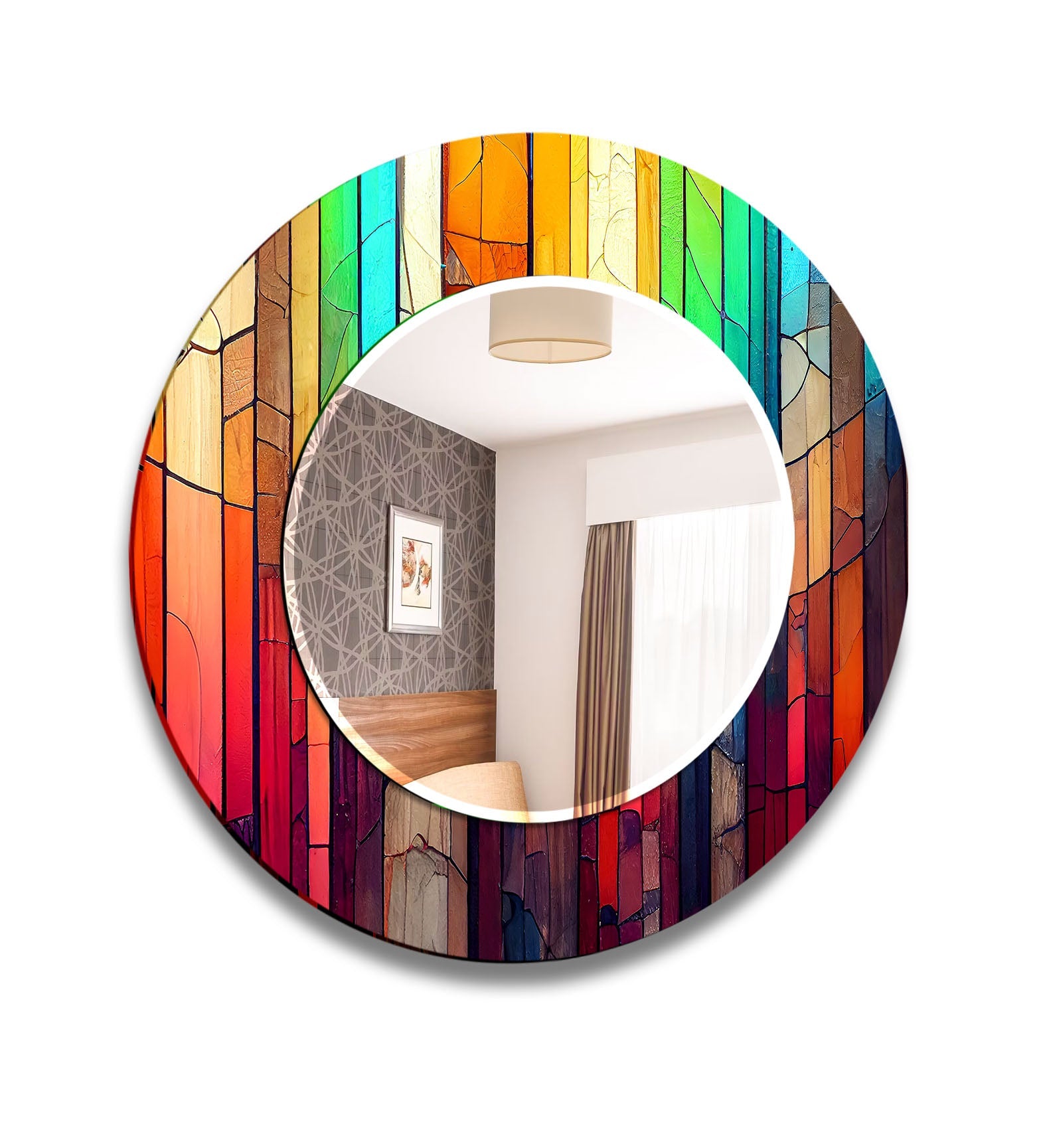 Stylish Colored Woods Framed Wall Mirror - Elegant Home Decor for Living Room, Bedroom & Bathroom