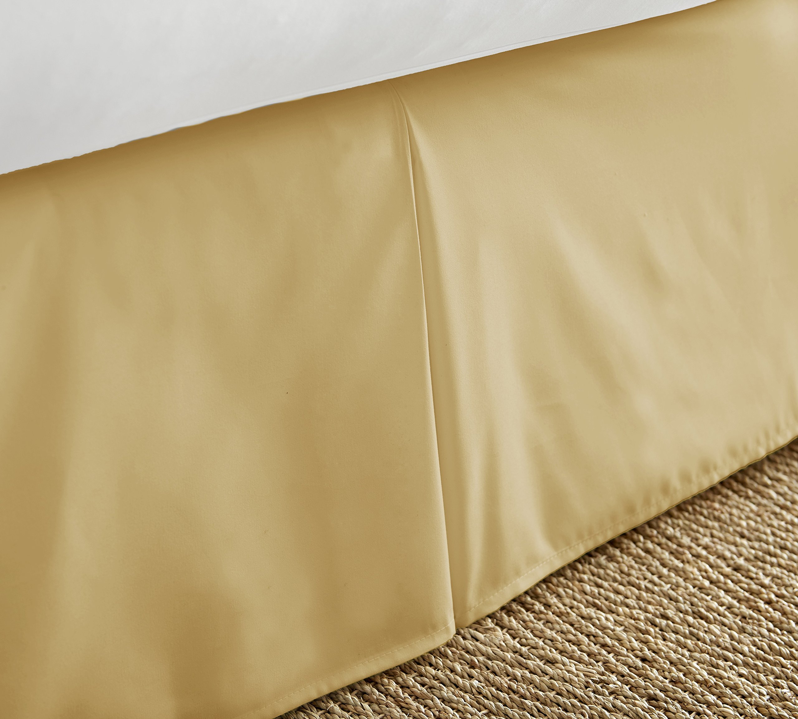 ienjoy Home IEH-BEDSKIRT-King Gold Pleated Bed Skirt for King Size Beds - Luxury Bedroom Decor for Hotel Style Master Suite