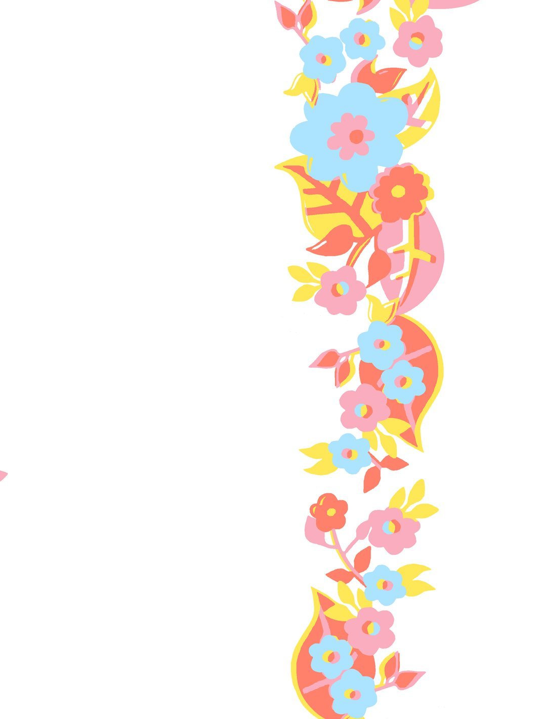 Barbie™ Floral Stripe Wallpaper - Watermelon Blue Pattern for Girls' Bedroom & Nursery Decor