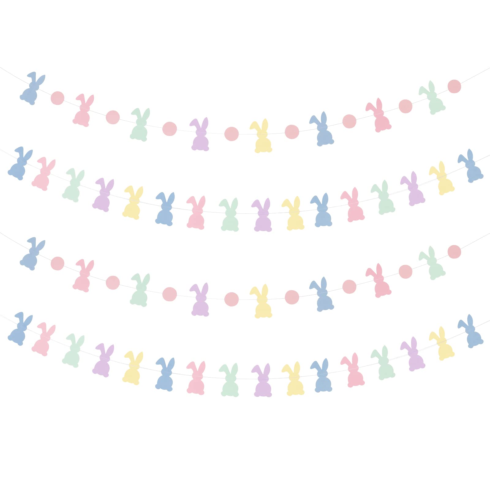 4Pcs Easter Bunny Banner Garland - Colorful Hanging Decorations for Easter Party, Home, Classroom & Outdoor - Happy Easter Day Bunny Themed Party Supplies