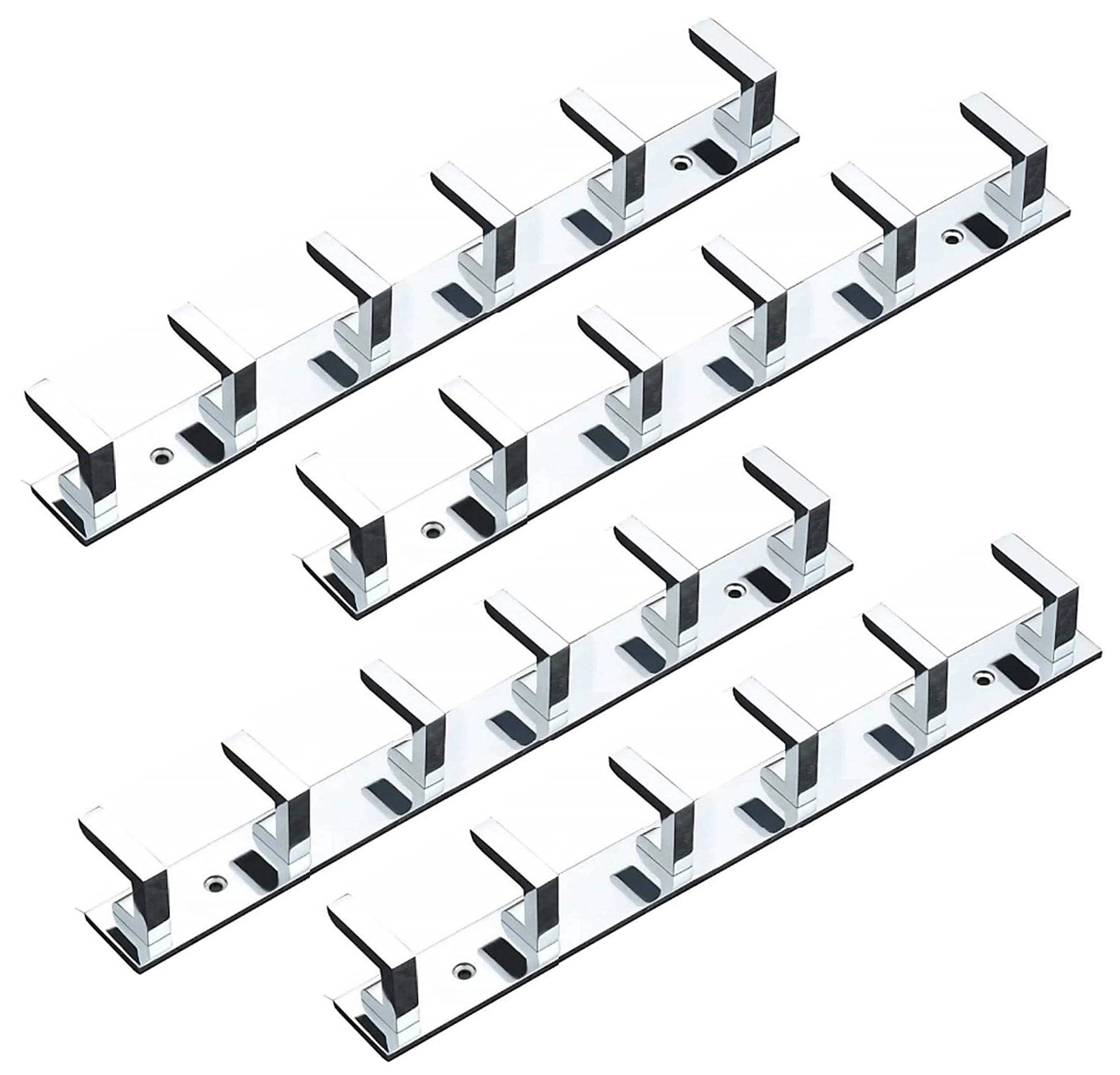 APERSON Premium Stainless Steel 6-Pin Wall Hook - Heavy Duty Bathroom & Bedroom Hanger for Towels, Robes, Keys & Clothes - Durable Silver Metal Hooks (4-Pack) - Perfect for Home, Hotel, Gym & Spa Organization