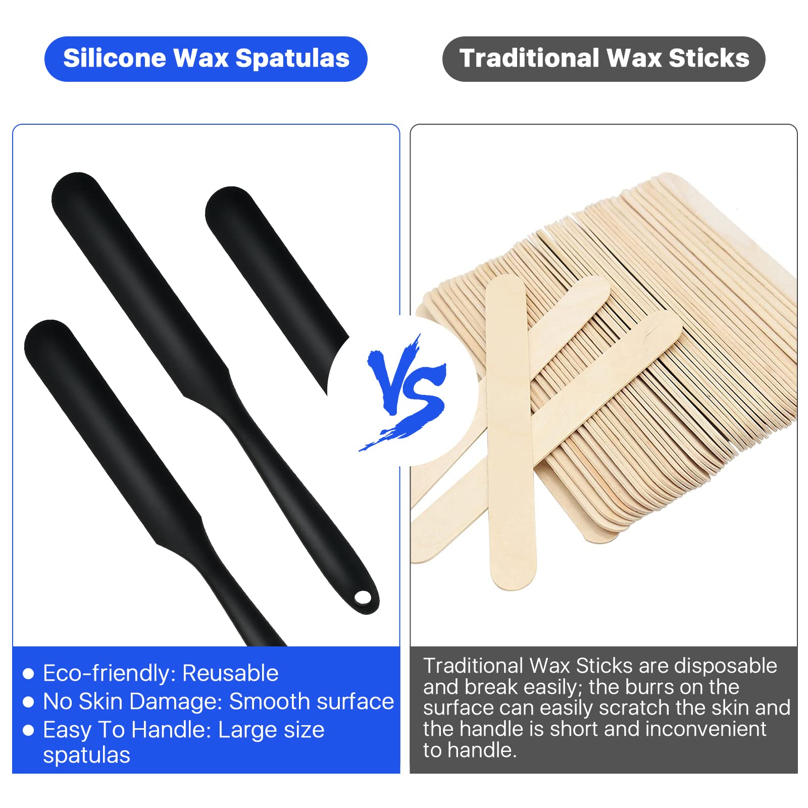 10 Pcs Non-Stick Wax Spatulas - Large Reusable Silicone Hair Removal Applicators for Eyebrows, Bikini & Body Waxing | Salon & Home Use Makeup Scraper Tools
