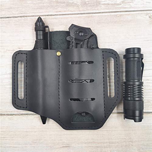 VALINK Handmade Leather EDC Sheath for Knives, Flashlights & Multitools - Durable Belt Holster Organizer for Outdoor, Camping & Everyday Carry (EDC)