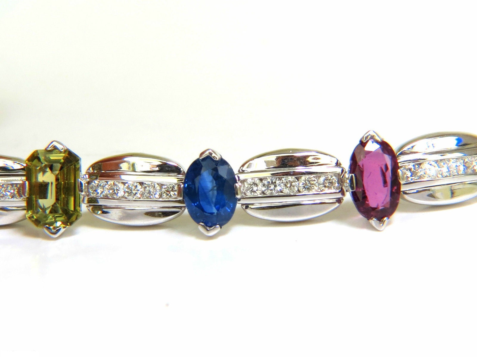 8.25CT Natural Vivid Color Sapphire & Diamond Tennis Bracelet in 14K Gold - Elegant Jewelry for Women, Perfect for Weddings, Anniversaries & Special Occasions
