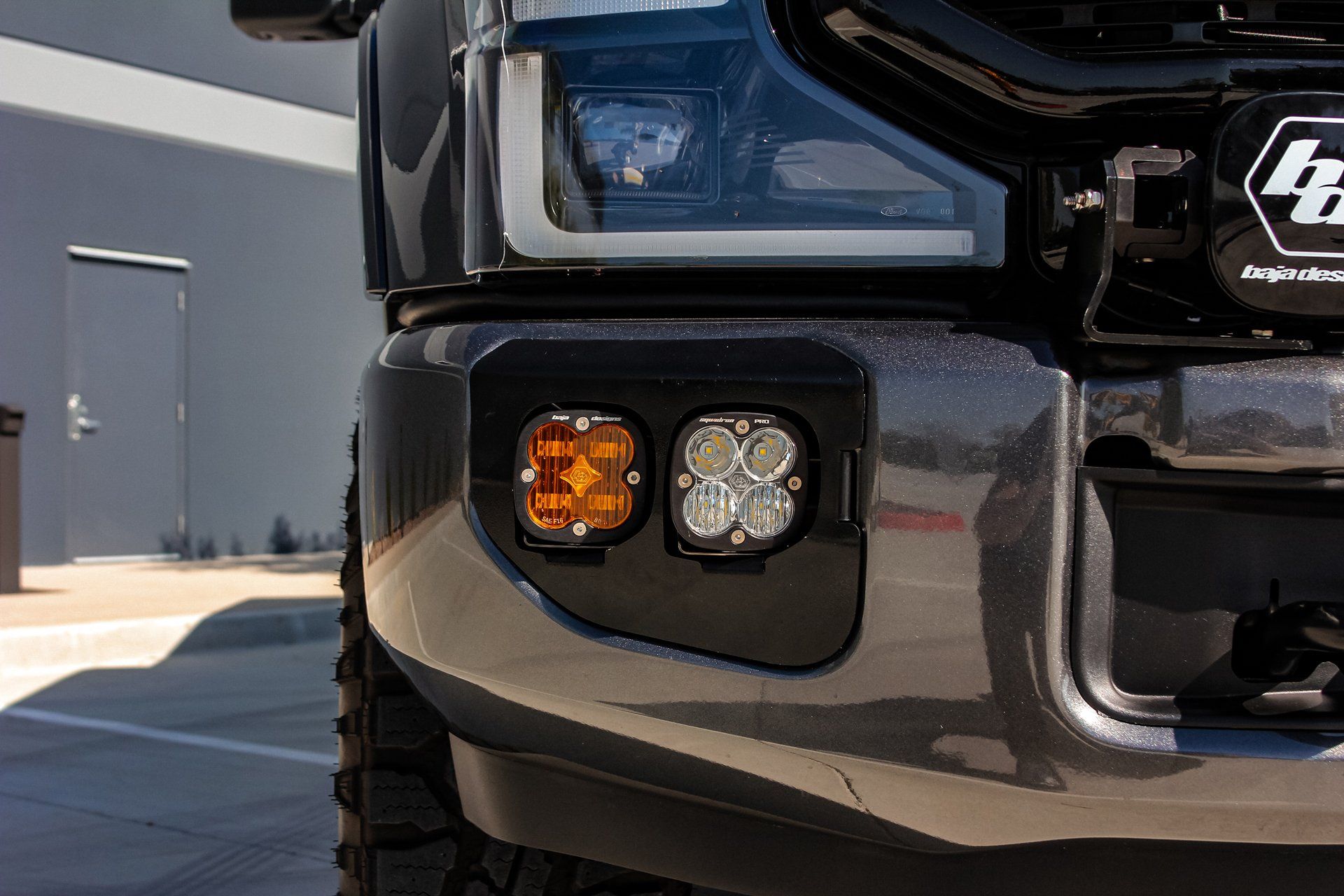 2022 Ford F250 F350 Baja Designs Squadron Sport SAE Dual Fog Light Kit - Off-Road LED Driving Lights for Enhanced Visibility in Fog & Night Driving