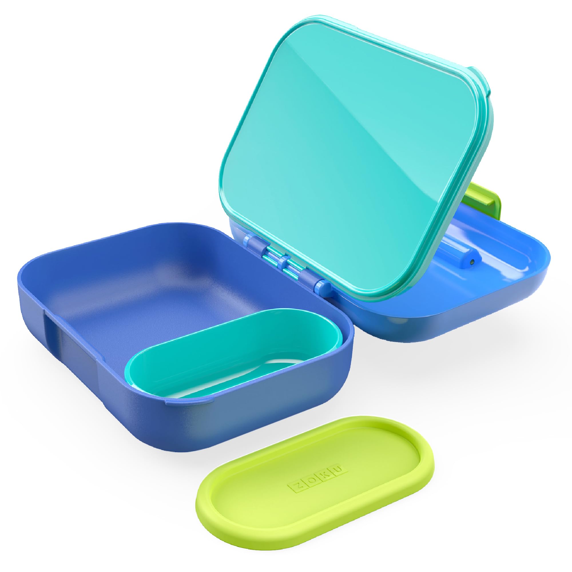 ZOKU Mini Bento Box for Kids - Stackable, Lightweight & Leakproof Lunch Box with Kid-Friendly Latch | Easy to Clean Bento Jr (Blue) | Perfect for School Lunches, Picnics & Travel Snacks