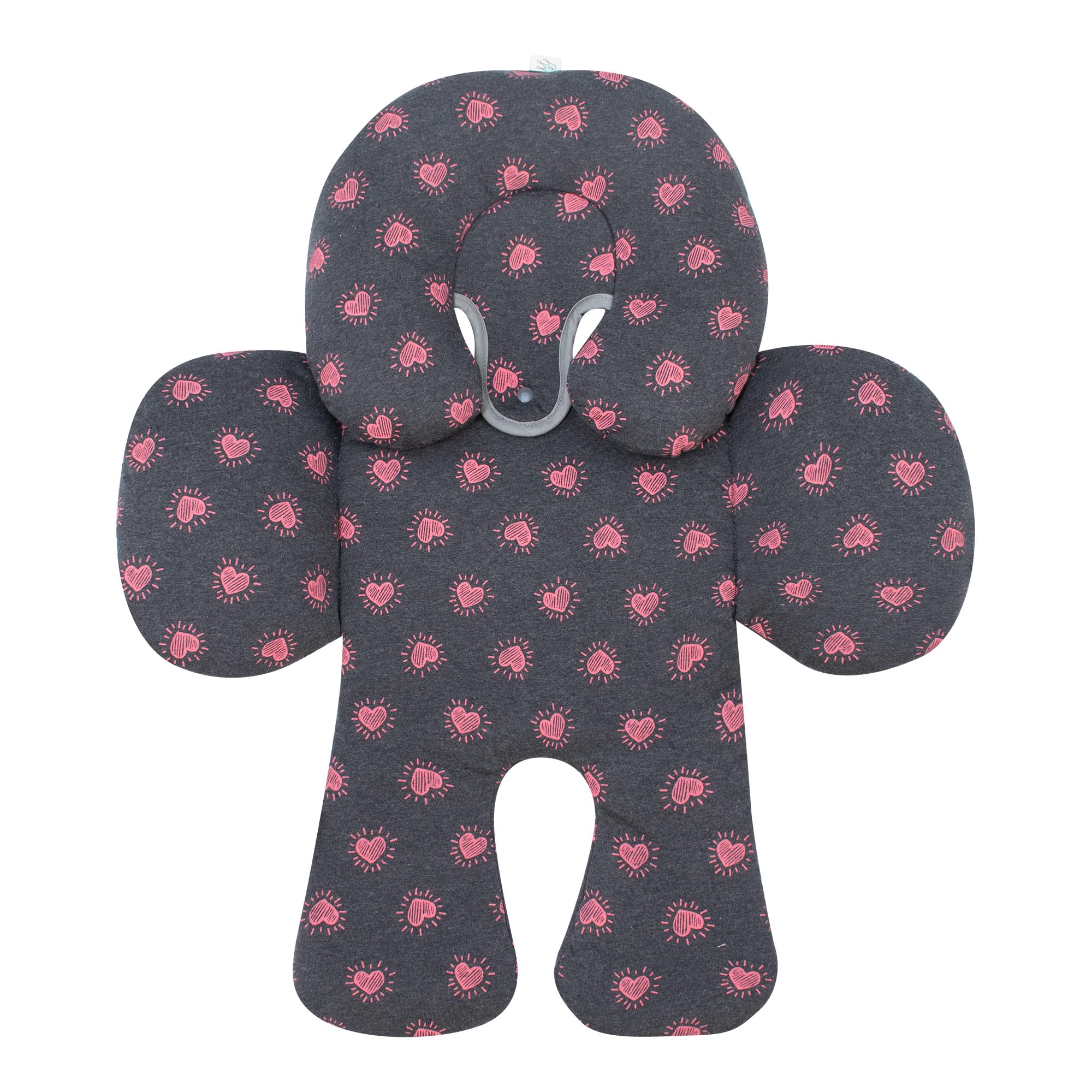 JYOKO Baby Head Support Pillow - 100% Cotton Infant Body & Back Cushion - Hypoallergenic 3-Piece Set (Heart Design) for Newborns & Toddlers - Perfect for Car Seats, Strollers & Nursing