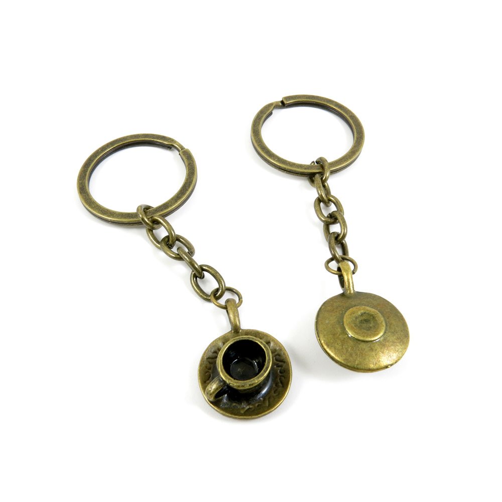 Vintage Bronze Keychain - Antique Tea Cup Charm for Jewelry Making & DIY Crafts (KC0166) - Perfect for Keyrings, Gift Tags, and Handmade Accessories