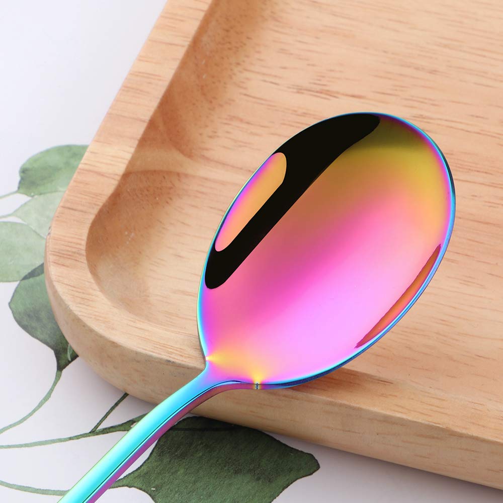 2-Piece Stainless Steel Meatball Spoon Set - 18/8 Non-Stick Meatball Maker with Long Handle - Perfect for Cooking, Serving & Meal Prep - Rainbow Color
