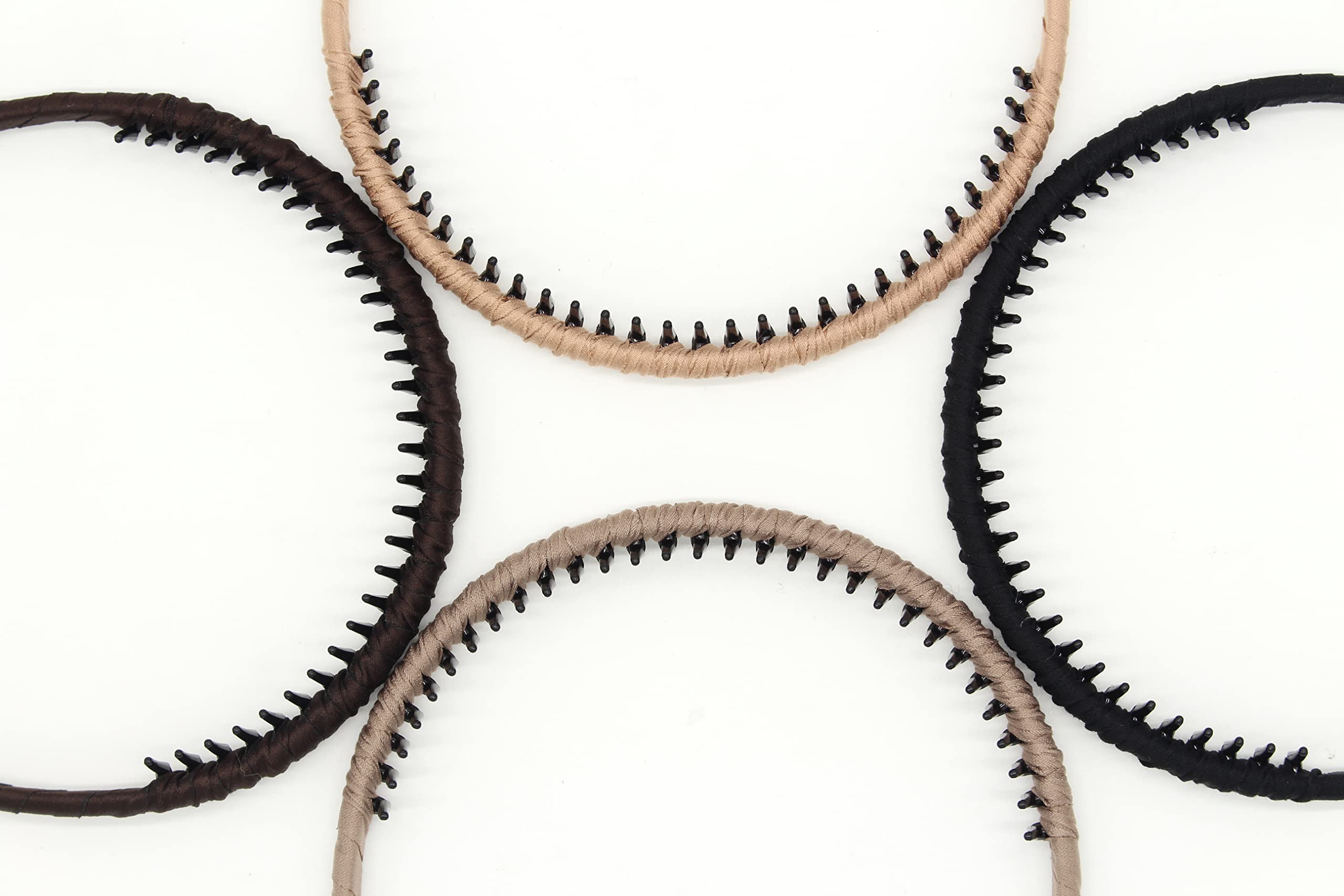 4pcs Non-Slip Zig Zag Headbands for Women - Adjustable Teeth Comb Hair Hoops - Resin Cotton Blend Hair Accessories for Daily Use, Yoga, Spa, Workout & Parties - Perfect for Gym, Office and Special Occasions