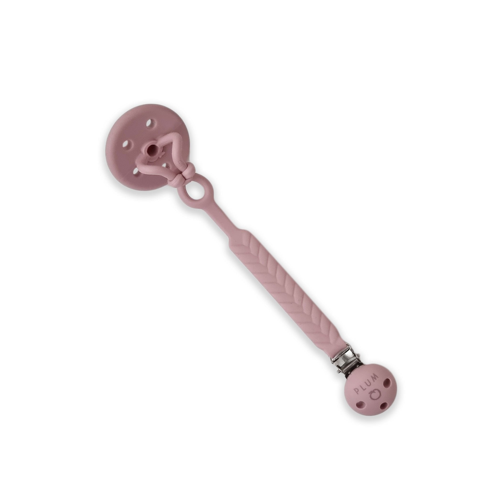 PLUM Silicone Baby Pacifiers & Connector Set - Berry (0-6 Months) - Perfect for Soothing and Comforting Newborns During Sleep and Travel