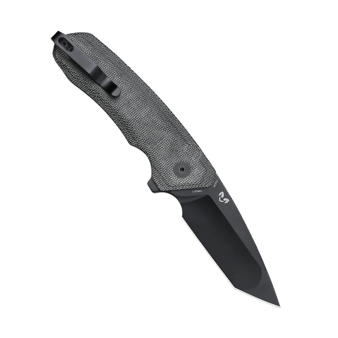 Kizer V4602C1 Vanguard Mad Tanto Button Lock Folding Knife - Black Plain Blade & Micarta Handles - EDC, Outdoor, Camping, Survival Gear