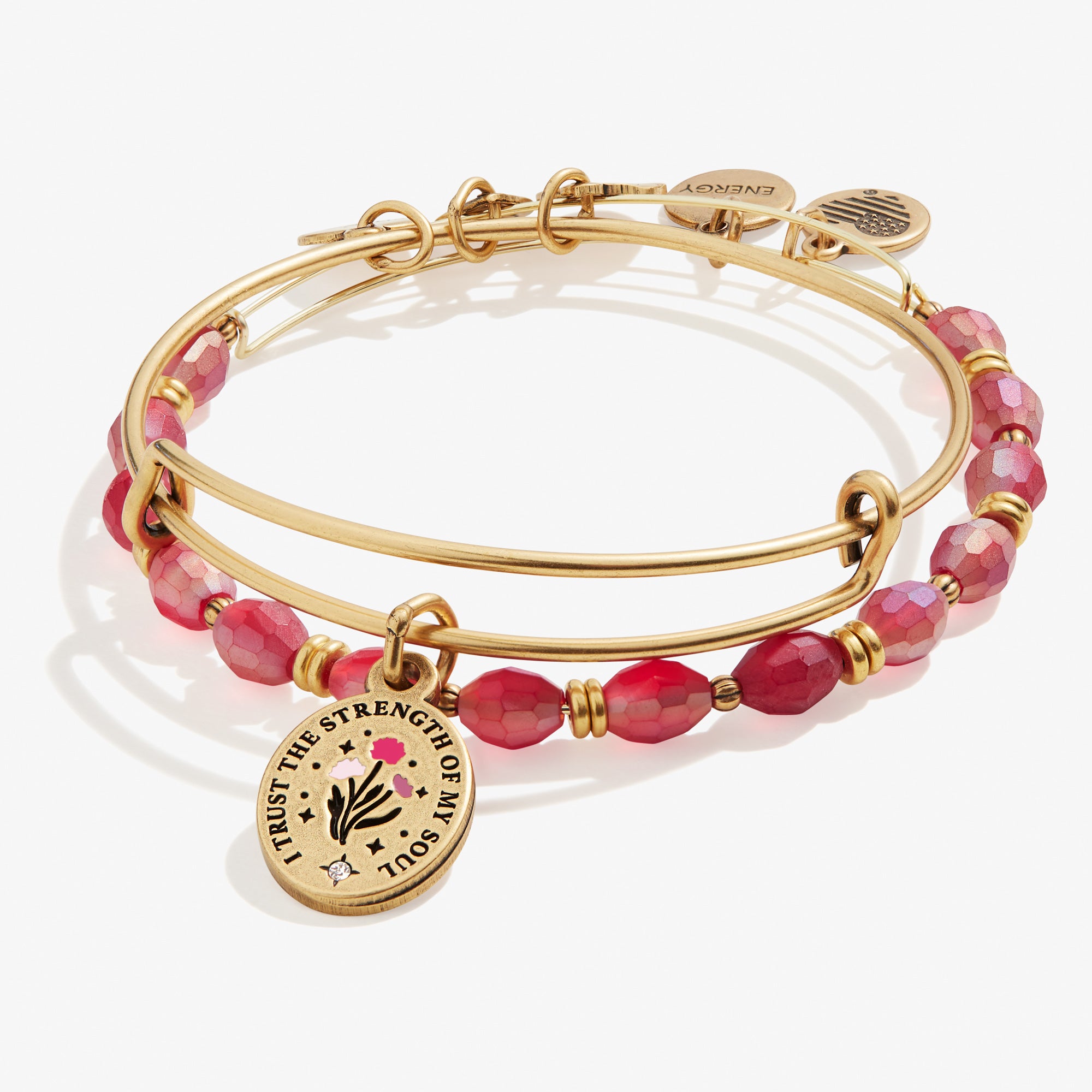 Stylish 'I Trust the Strength of My Soul' Inspirational Charm Bangles - Set of 2 for Women | Perfect for Daily Wear, Gift Giving & Spiritual Motivation